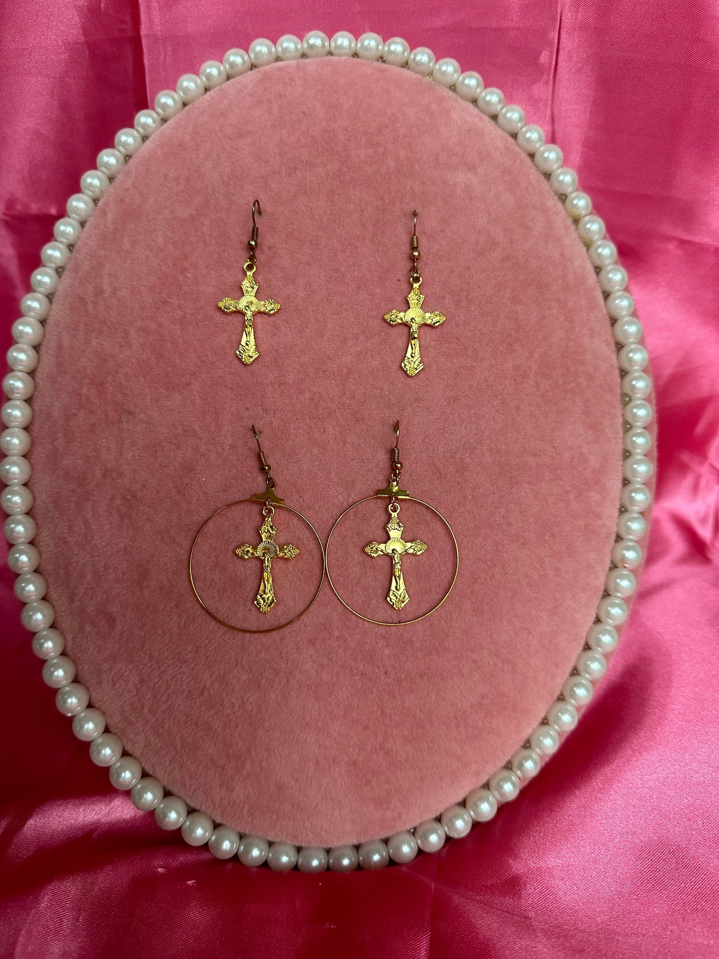 Gold cross earrings