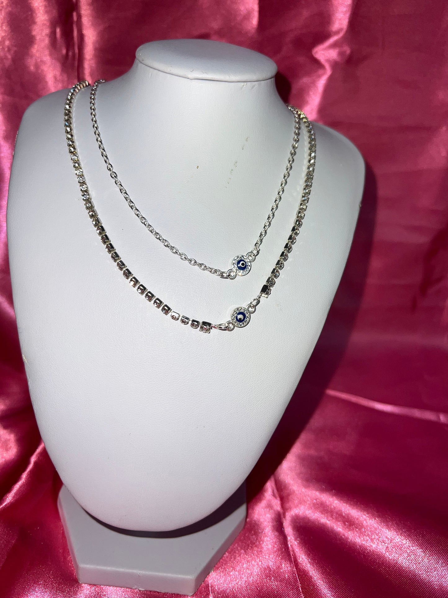 Small crystal evil eye necklace