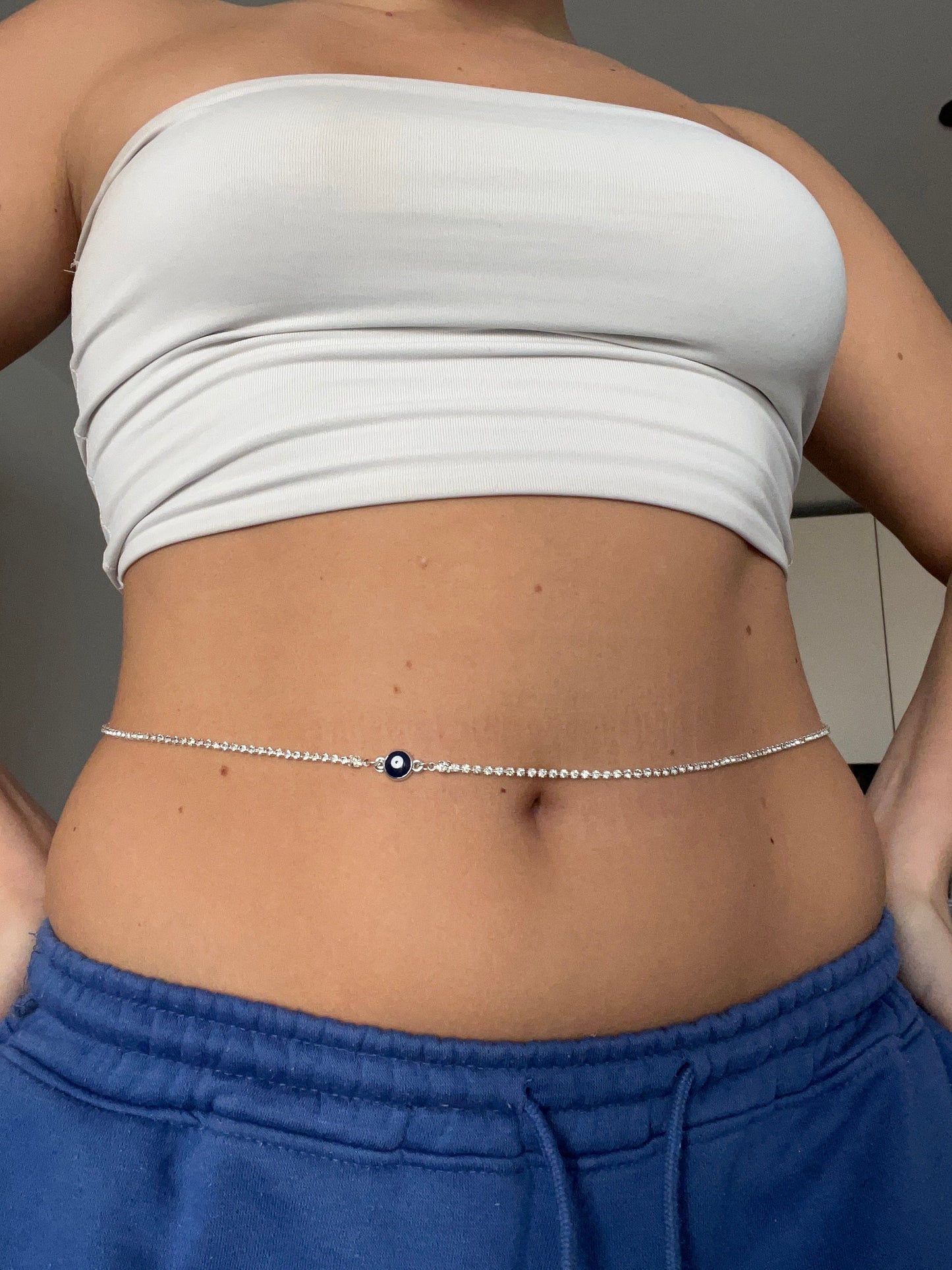 Circle evil eye belly chain