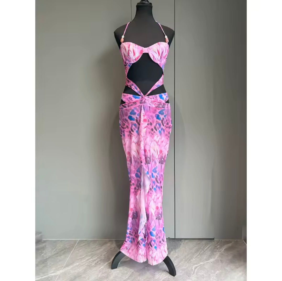 Cut out maxi swimwear dress