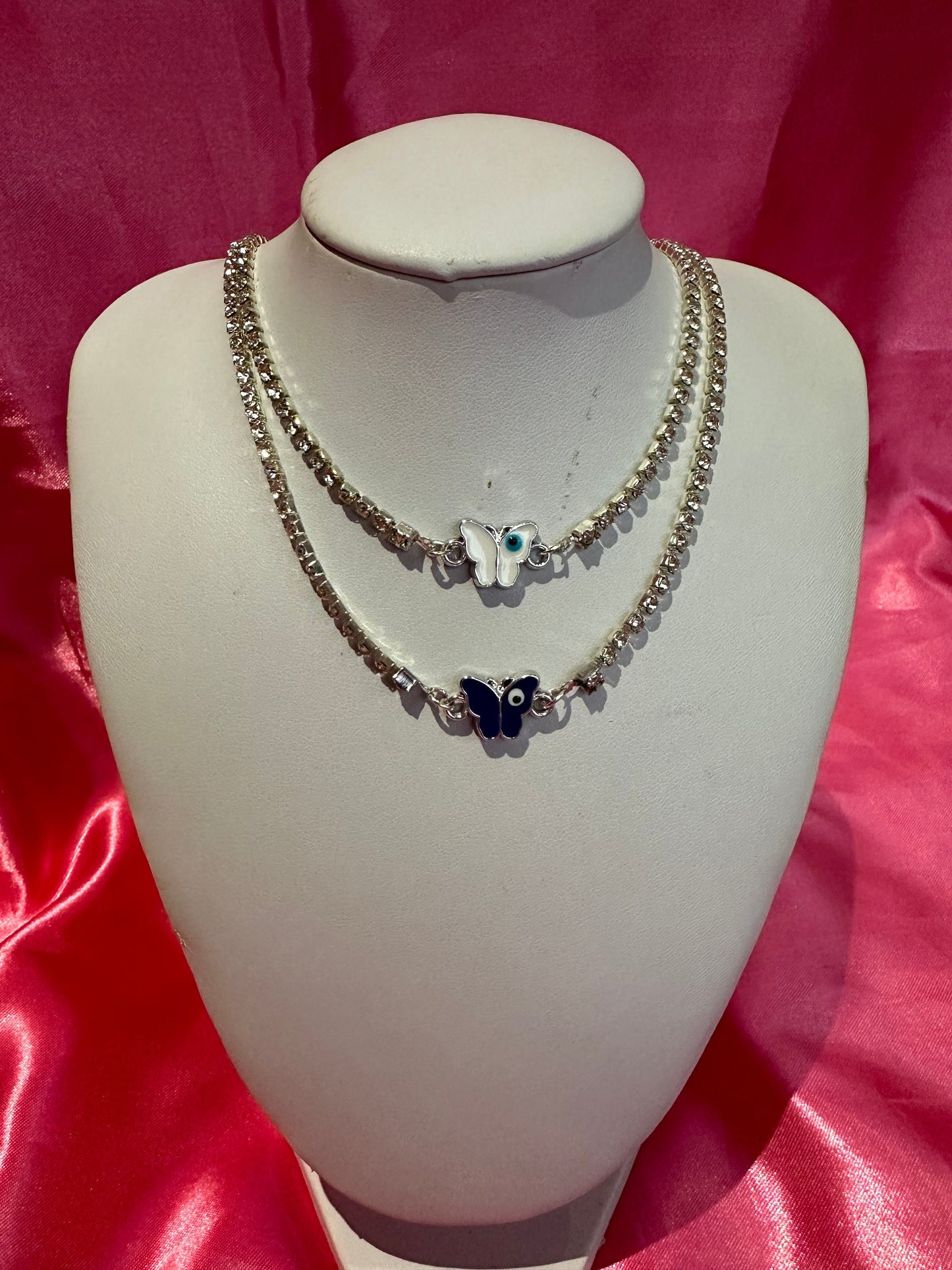 Butterfly evil eye necklace
