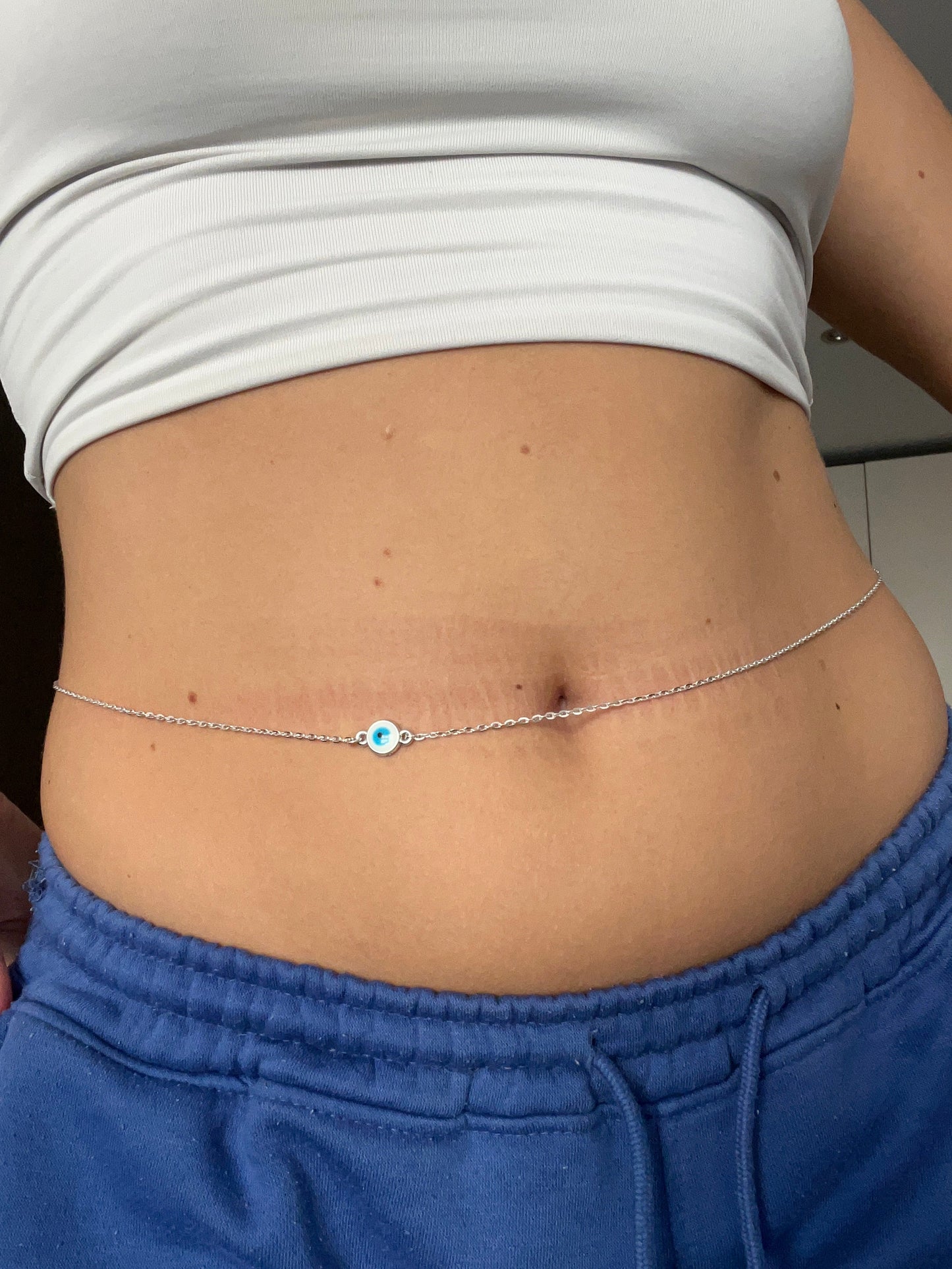 Circle evil eye belly chain