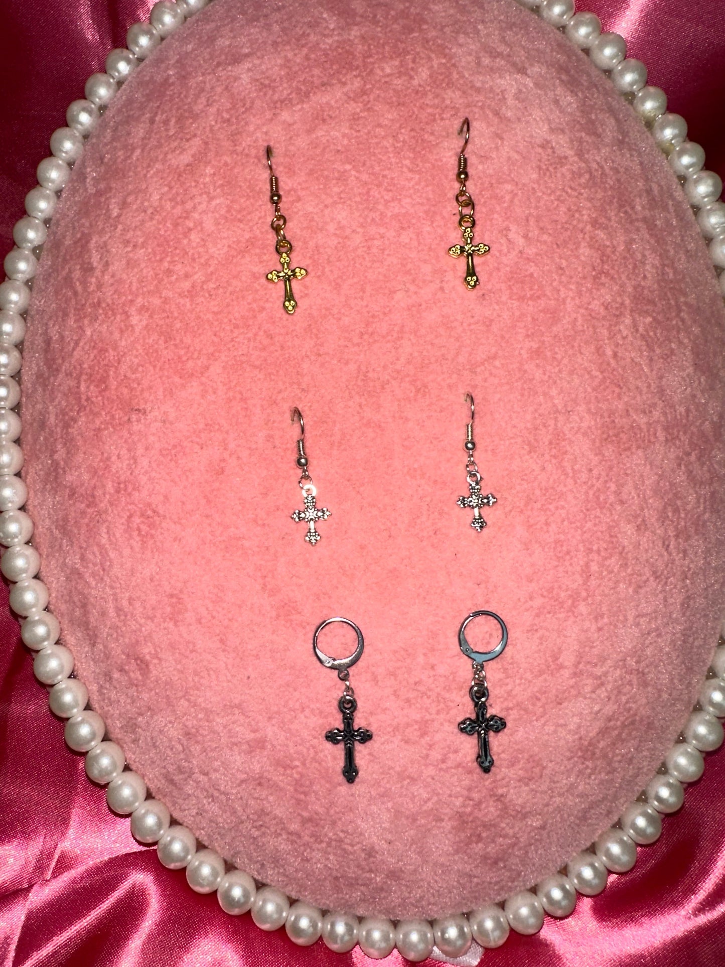 Cross pendant earrings