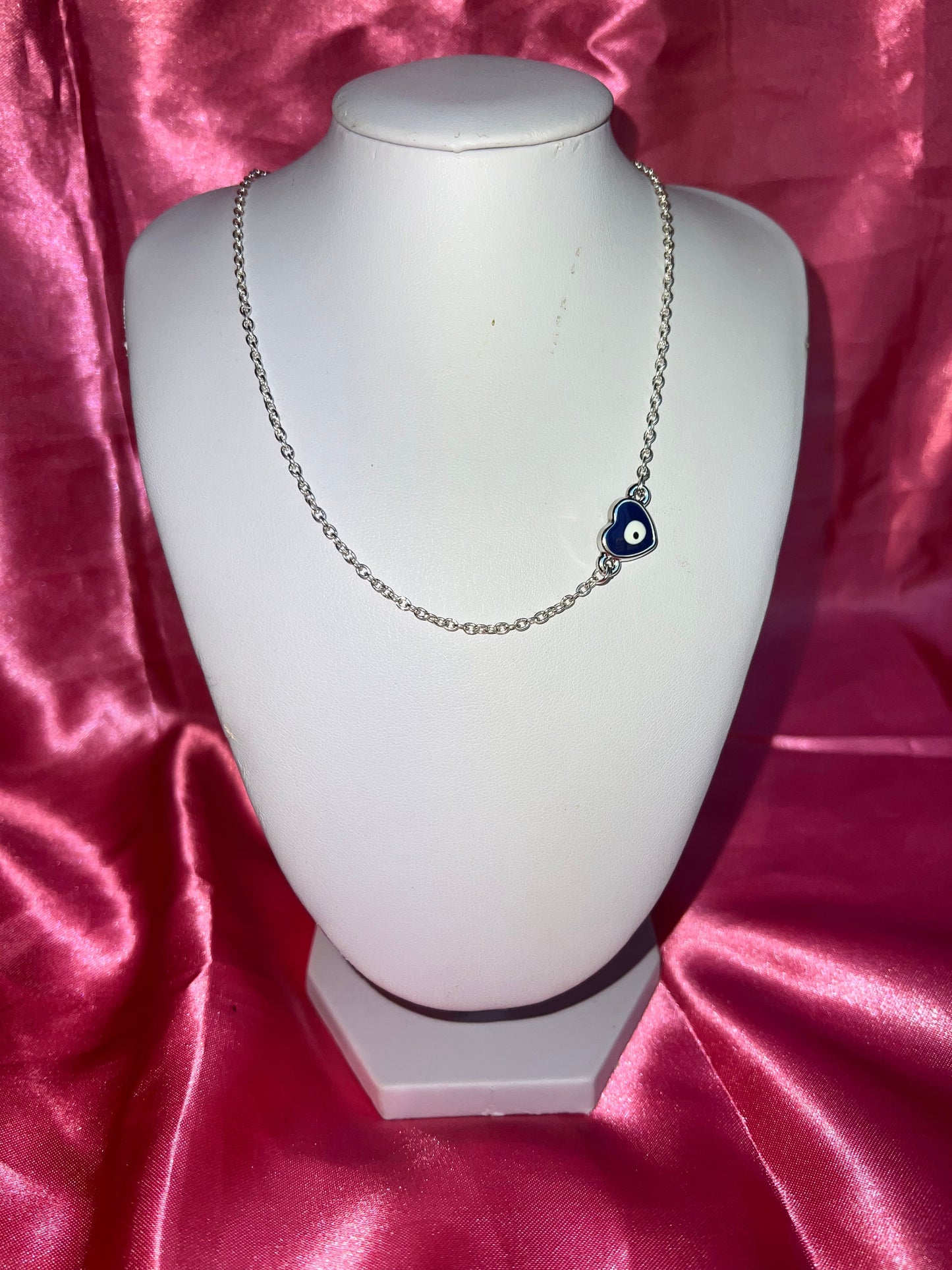 Evil eye heart necklace