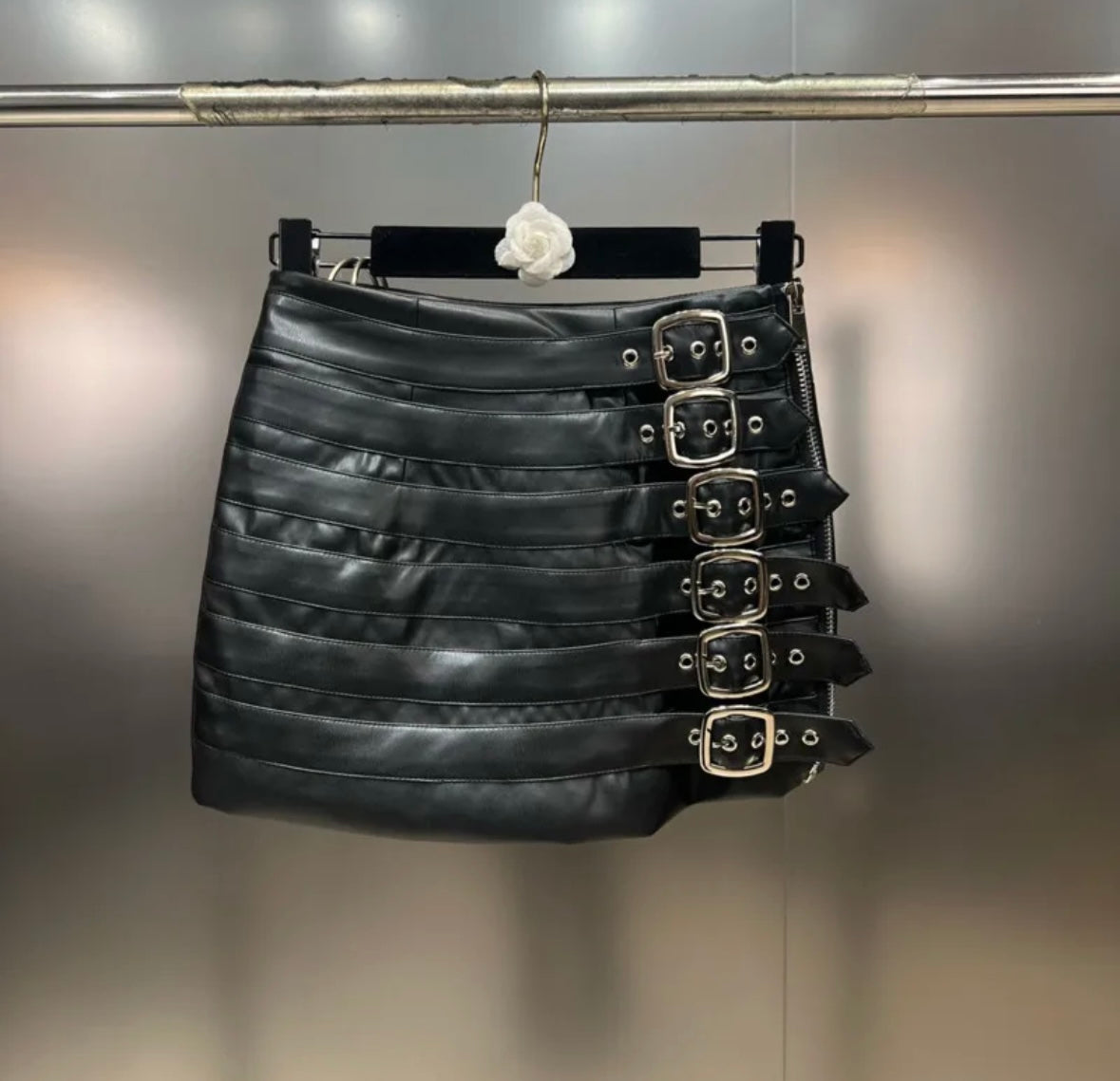 Faux leather mini skirt