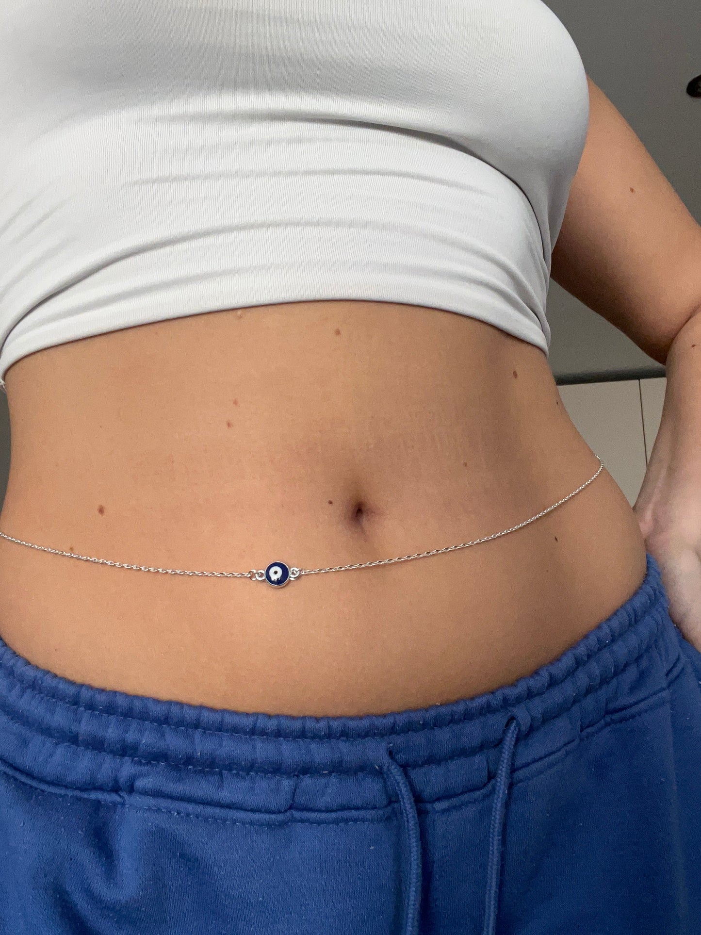 Circle evil eye belly chain