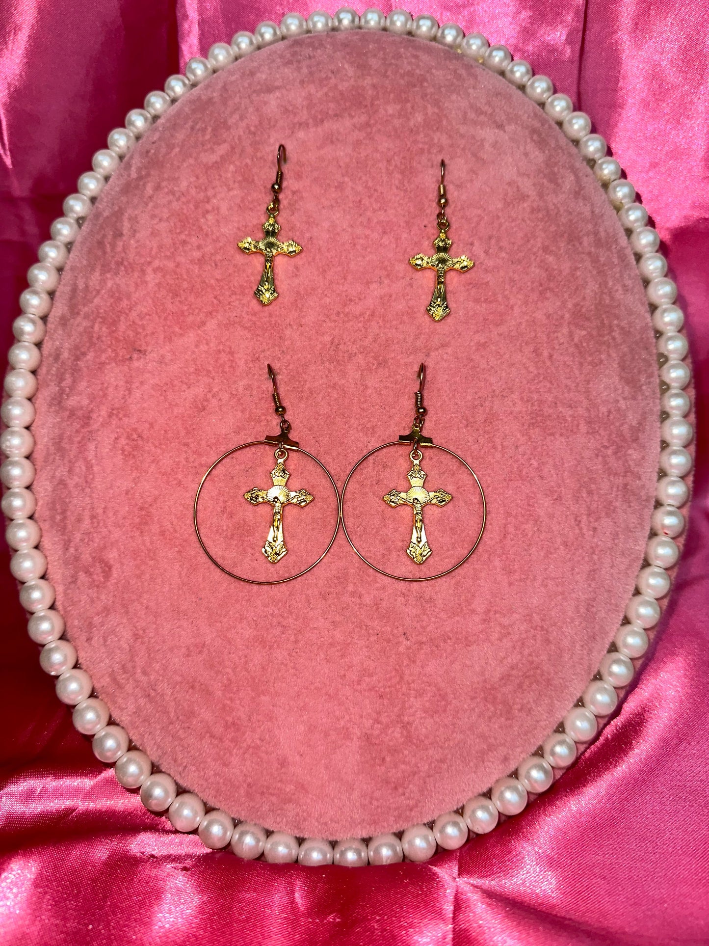 Gold cross earrings