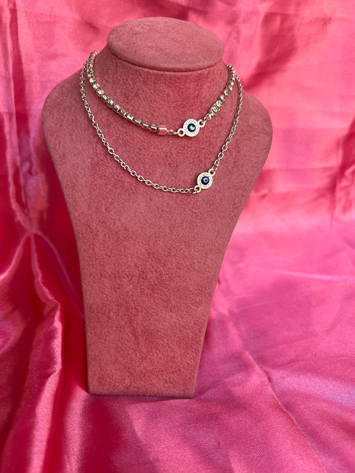 Small crystal evil eye necklace