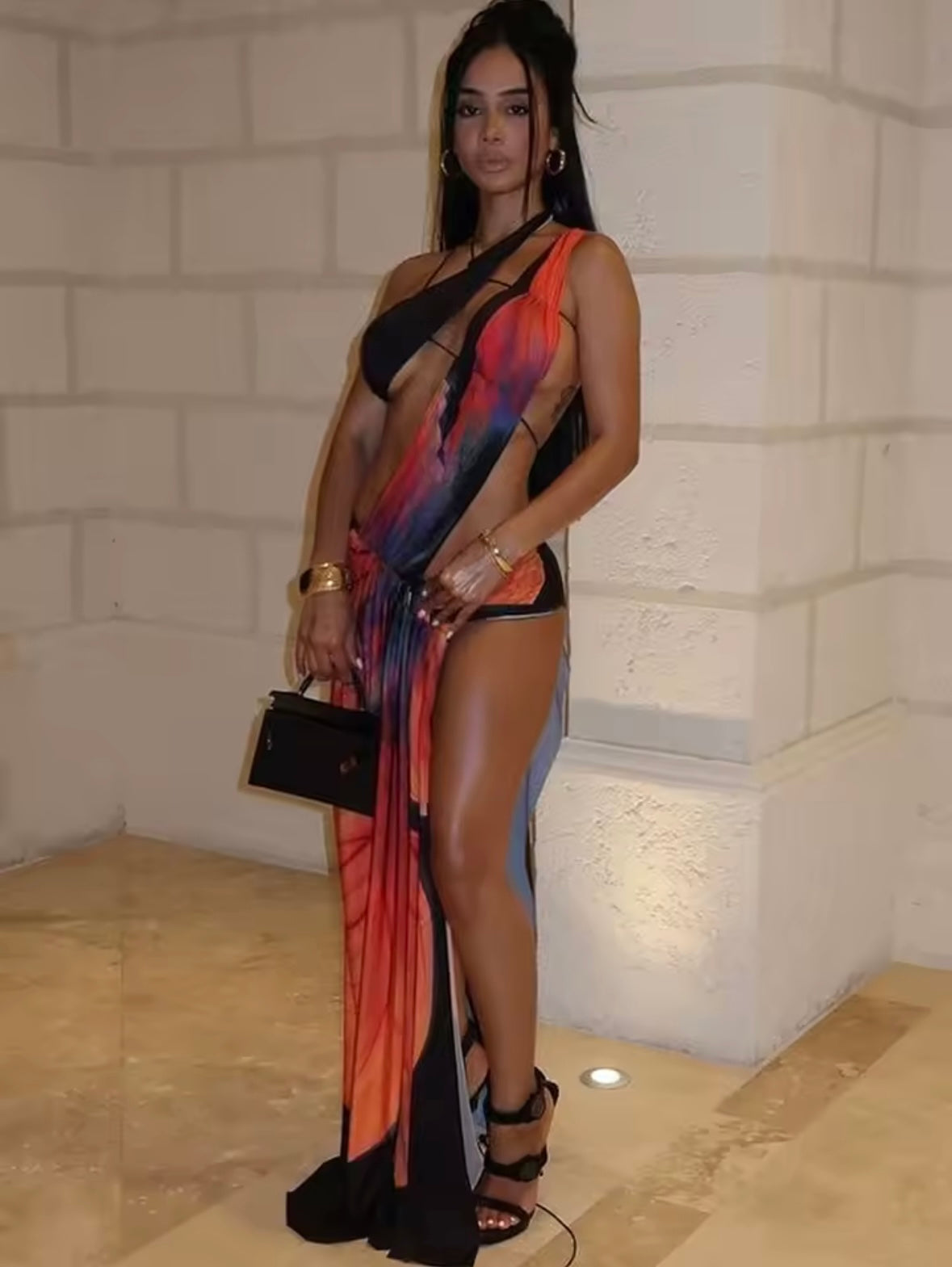 Maxi cut out asymmetrical dress