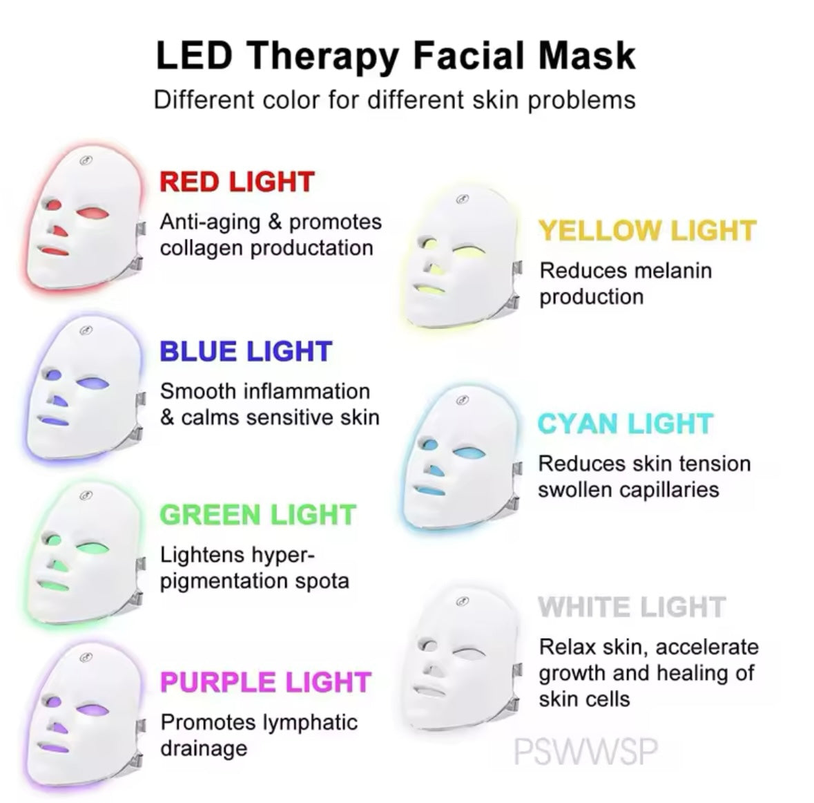 LED 7 colour face mask