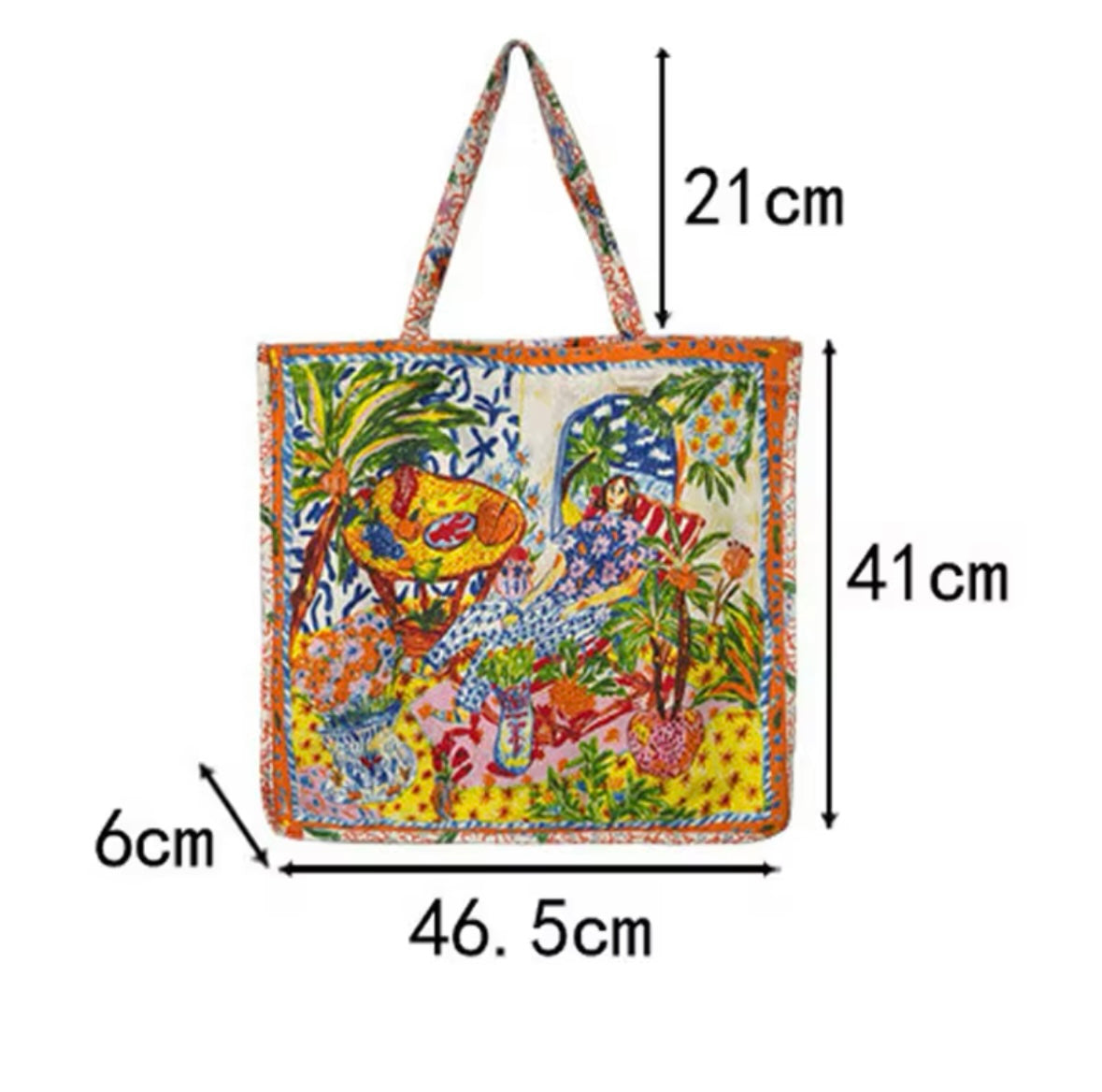 Colourful print tote bag