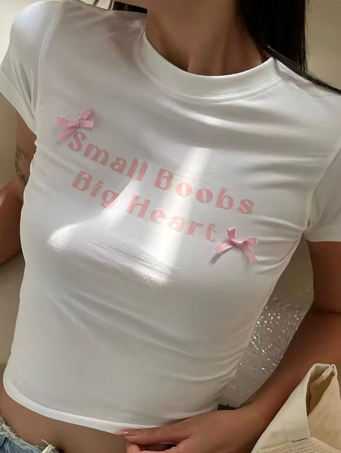 White slogan crop T-shirt
