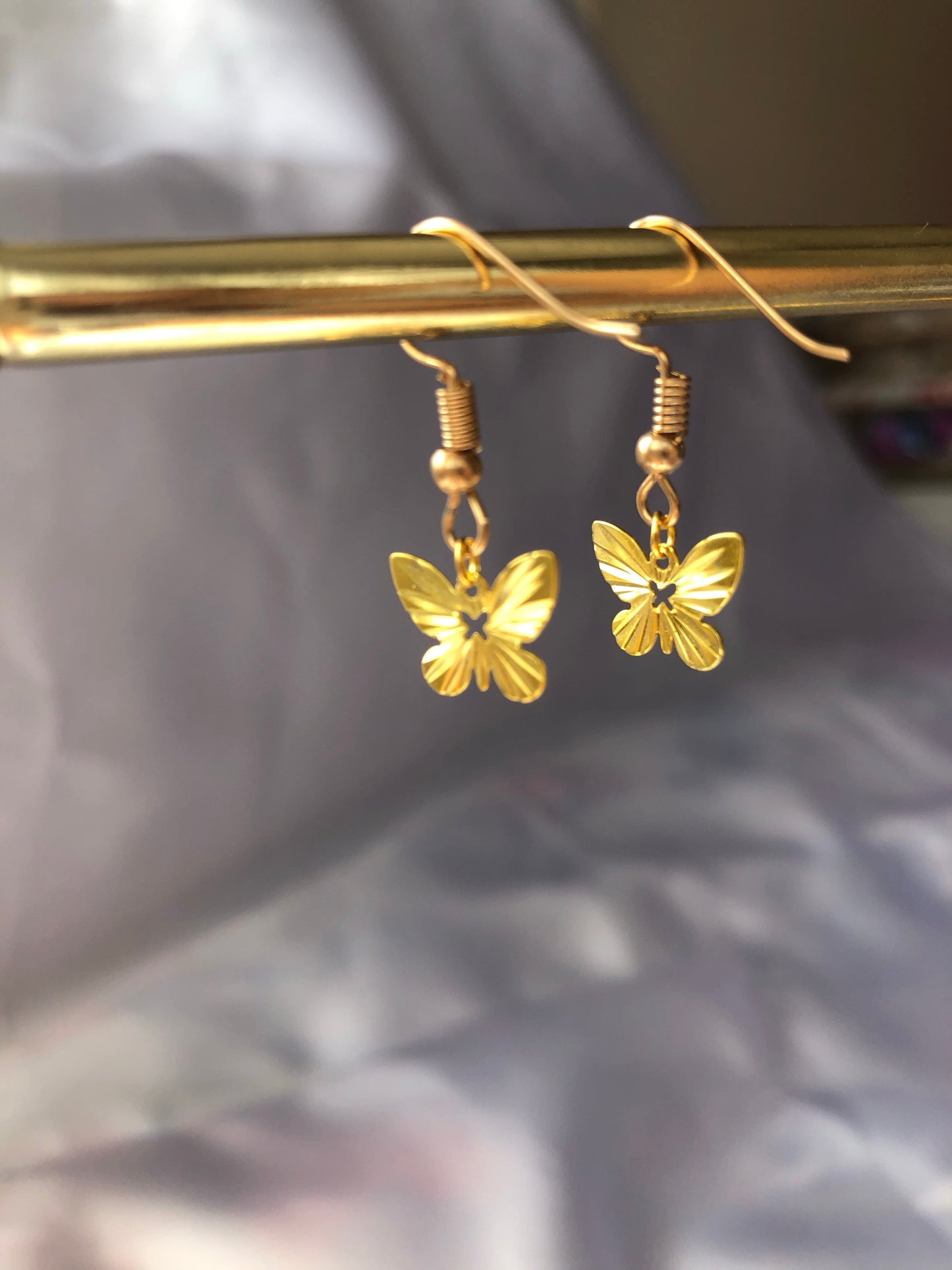 Gold butterfly earrings