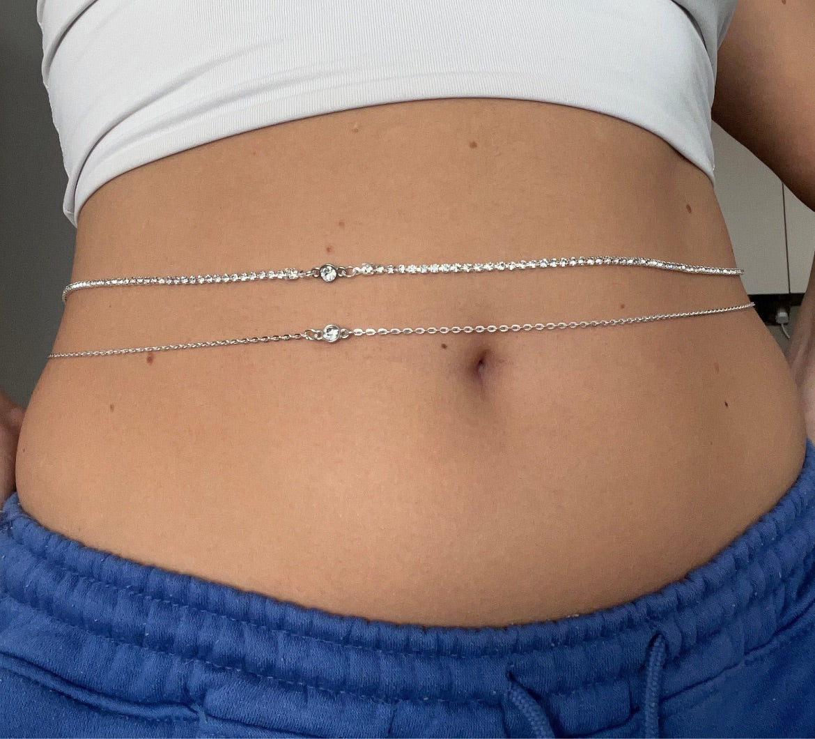 Small crystal pendant belly chain