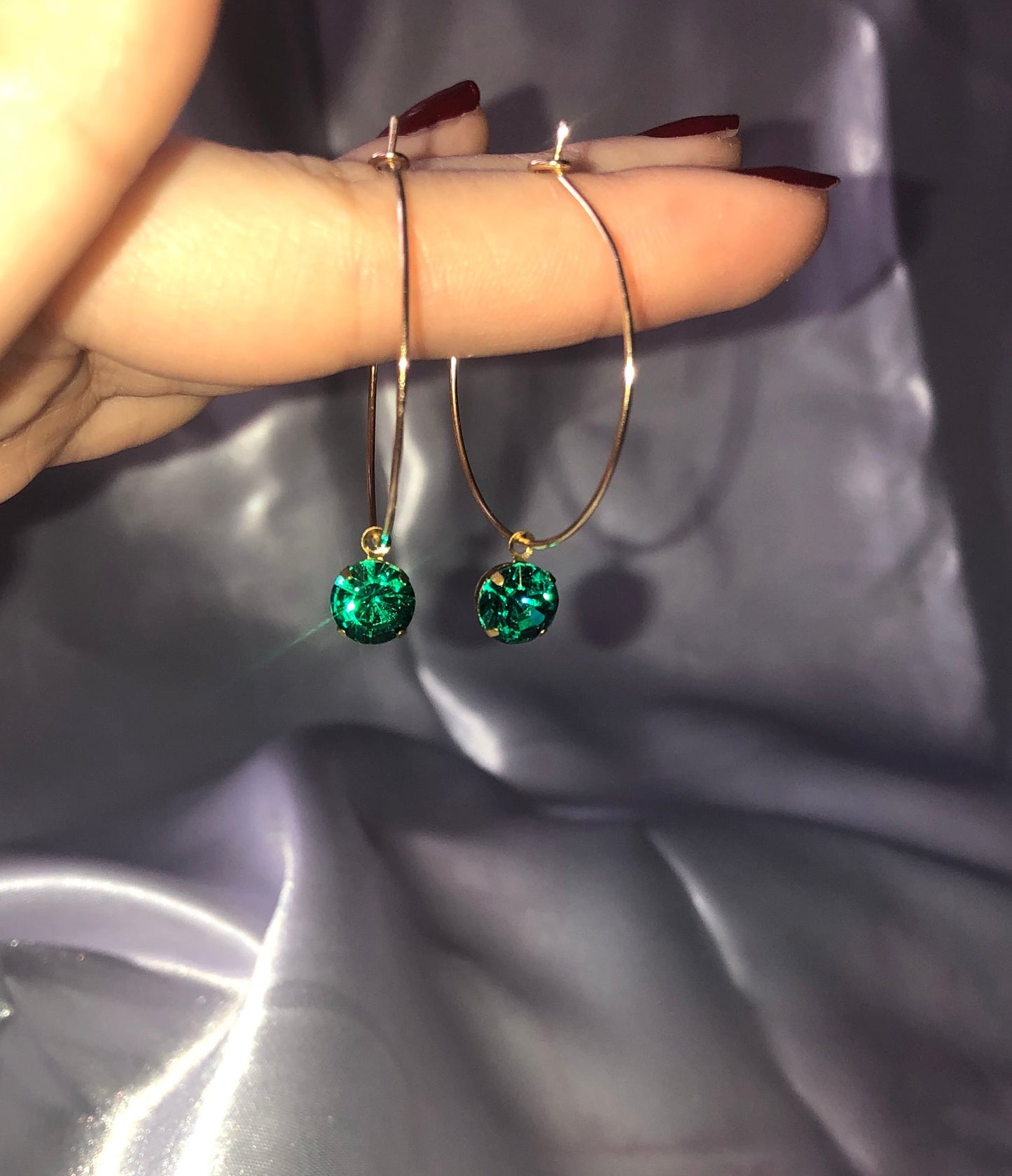 Crystal pendant hoops