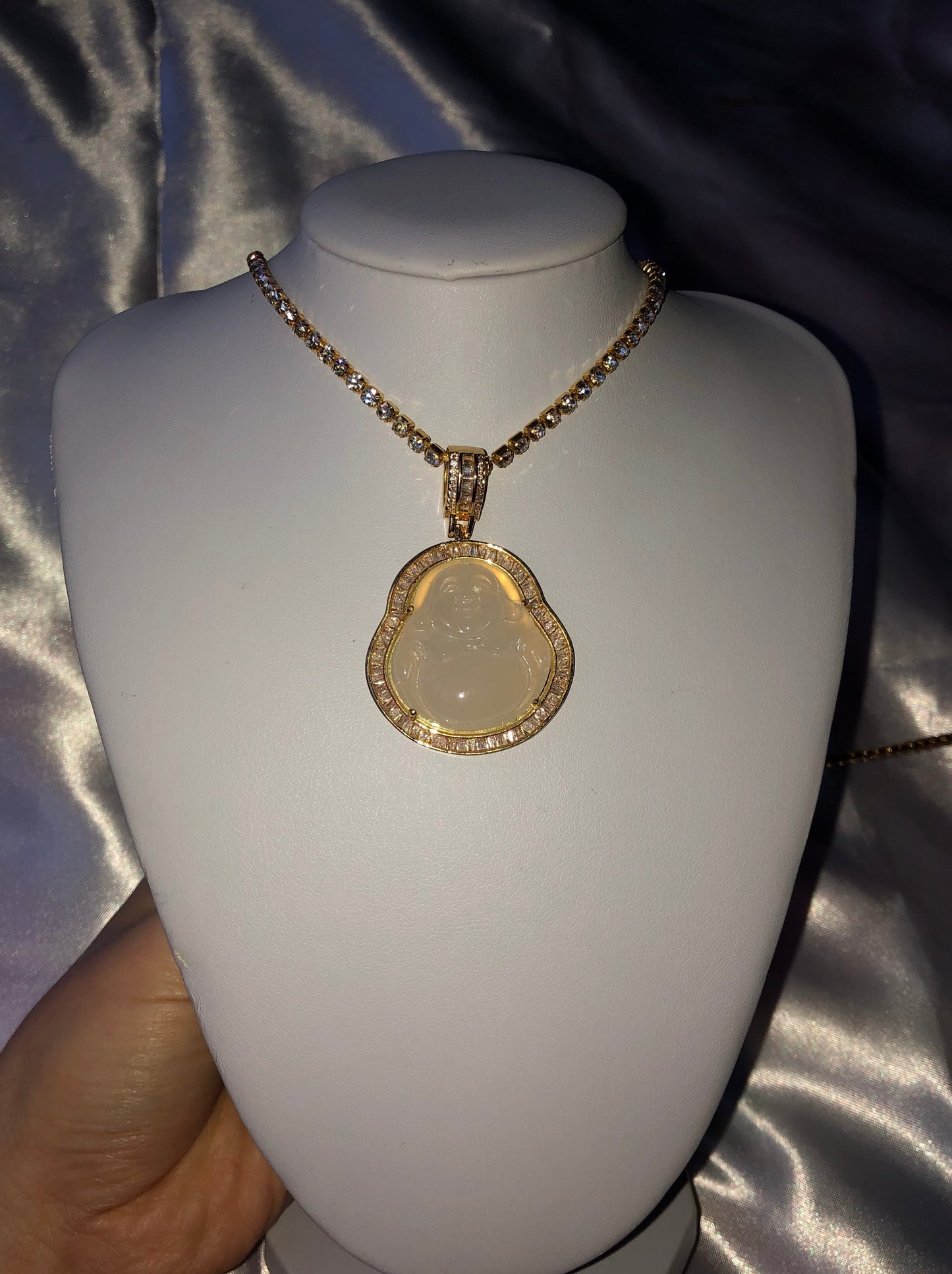 Rhinestone Buddha necklace