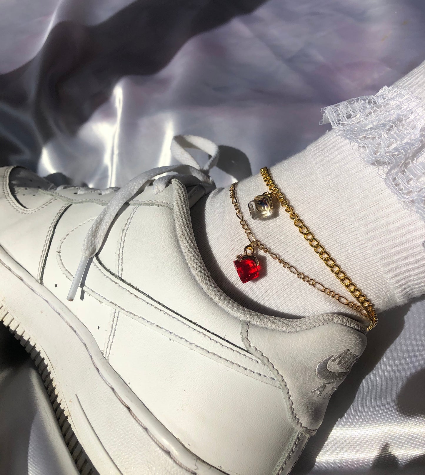 Cube pendant anklet