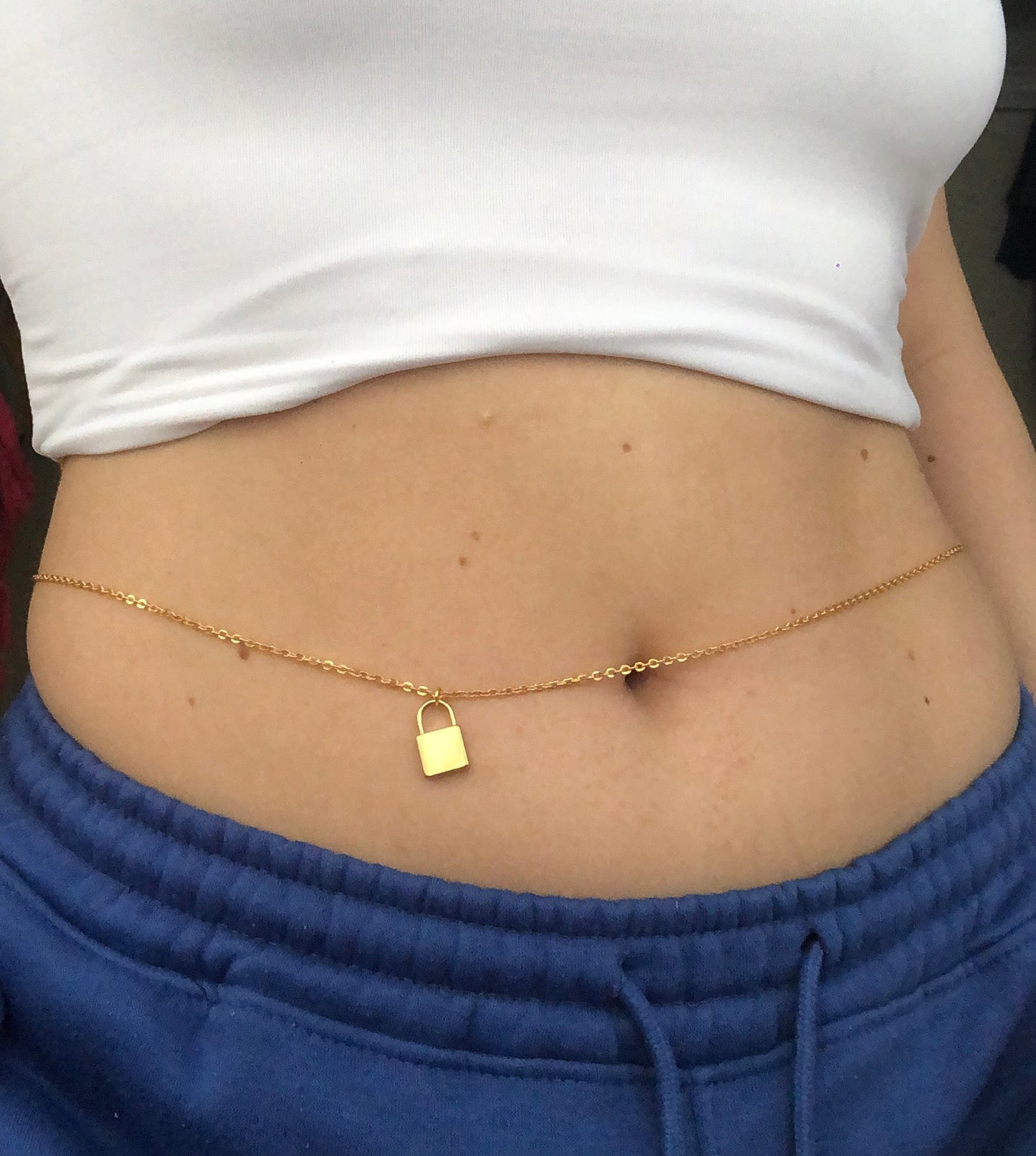 Anchor/Lock pendant belly chain