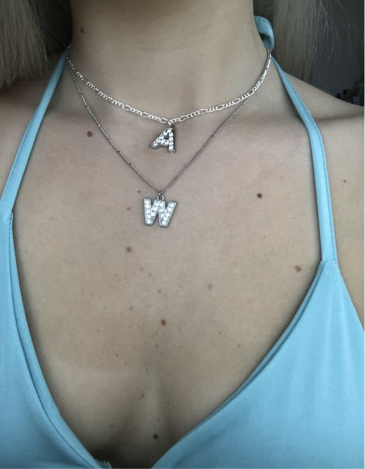 Silver letter necklace