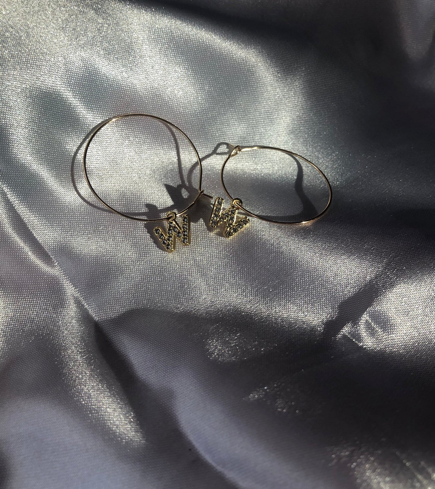 Cz letter pendant hoops