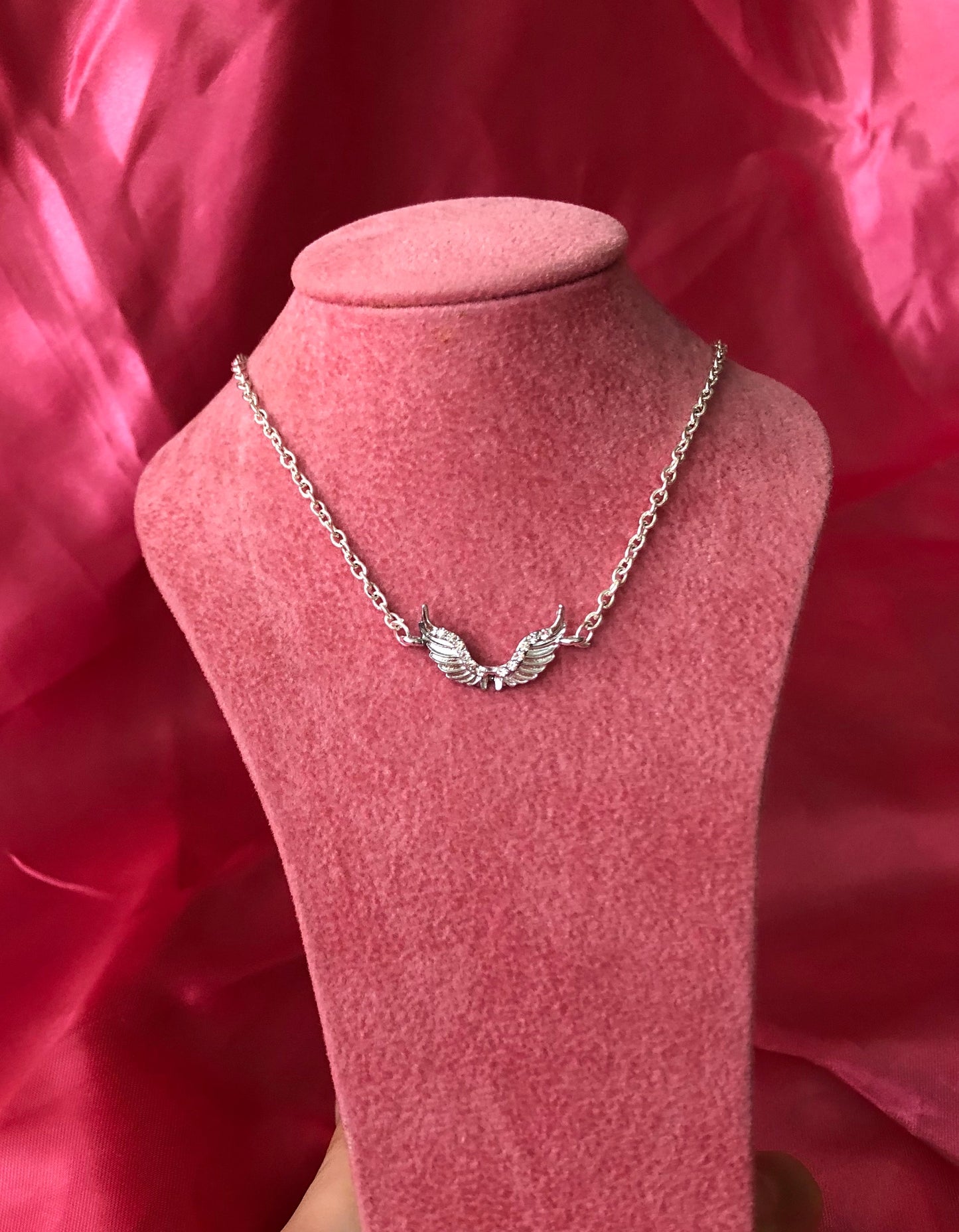 Crystal wing pendant necklace