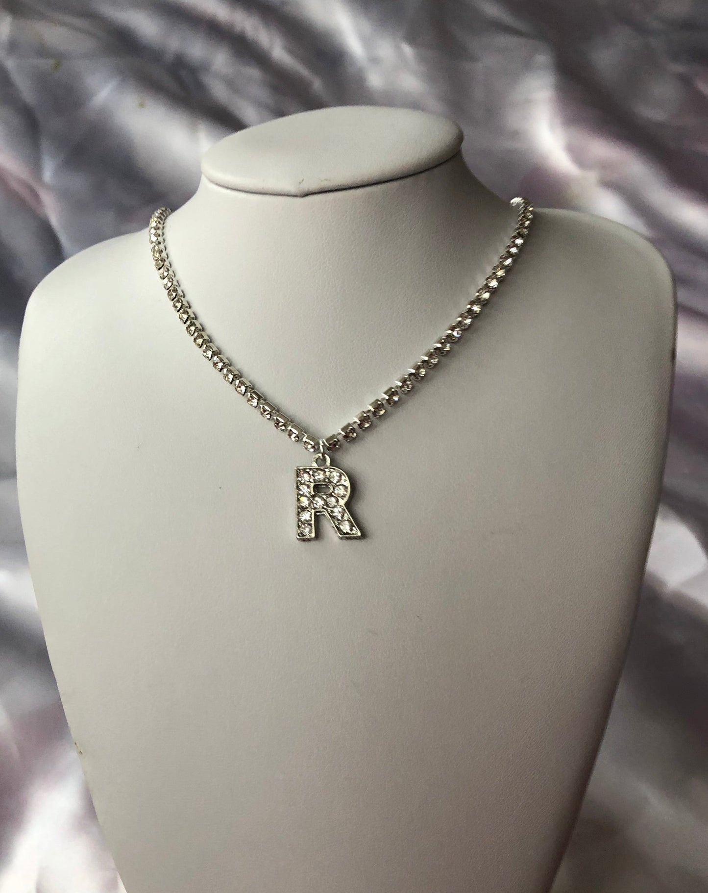 Silver letter necklace