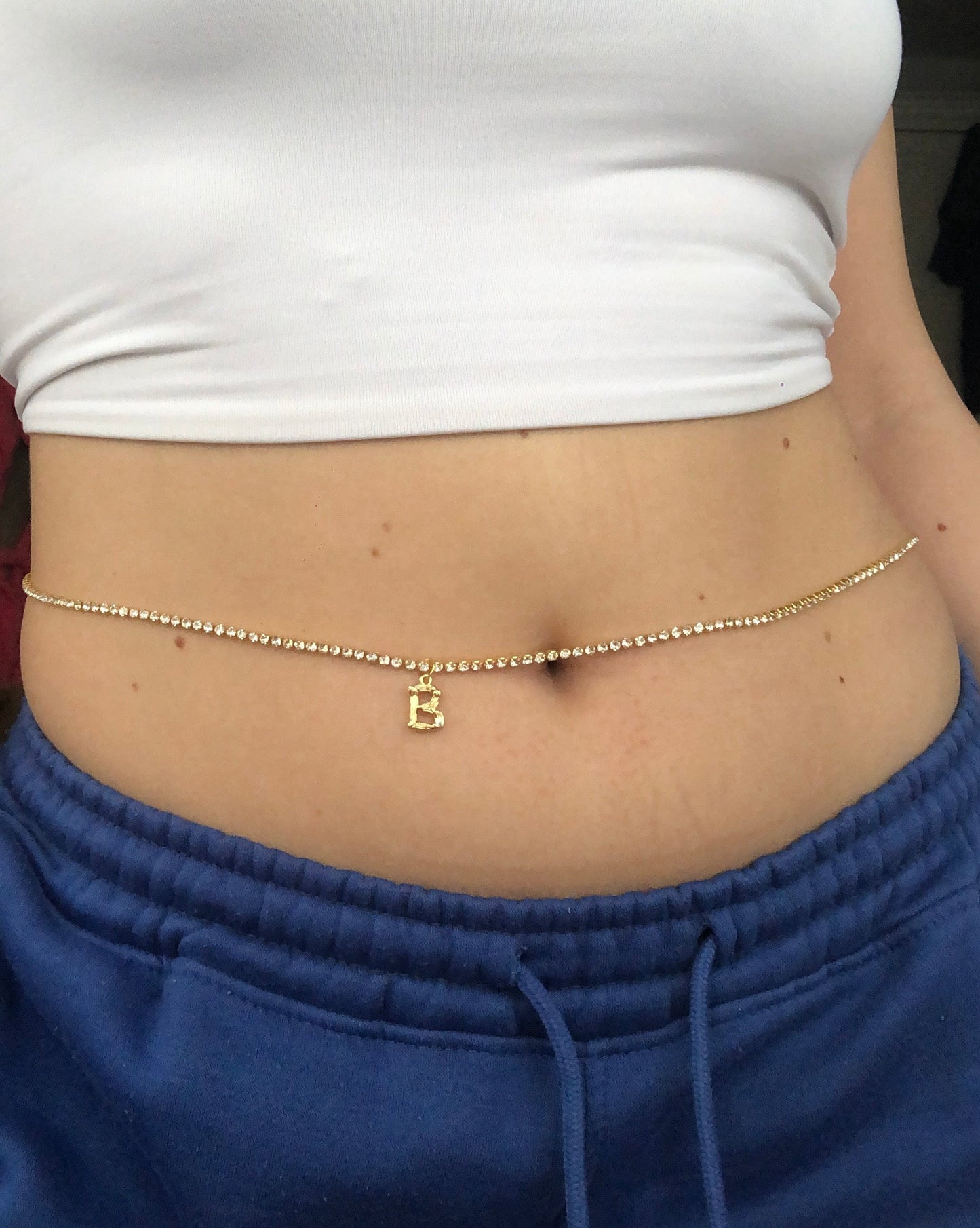 Bamboo letter pendant belly chain