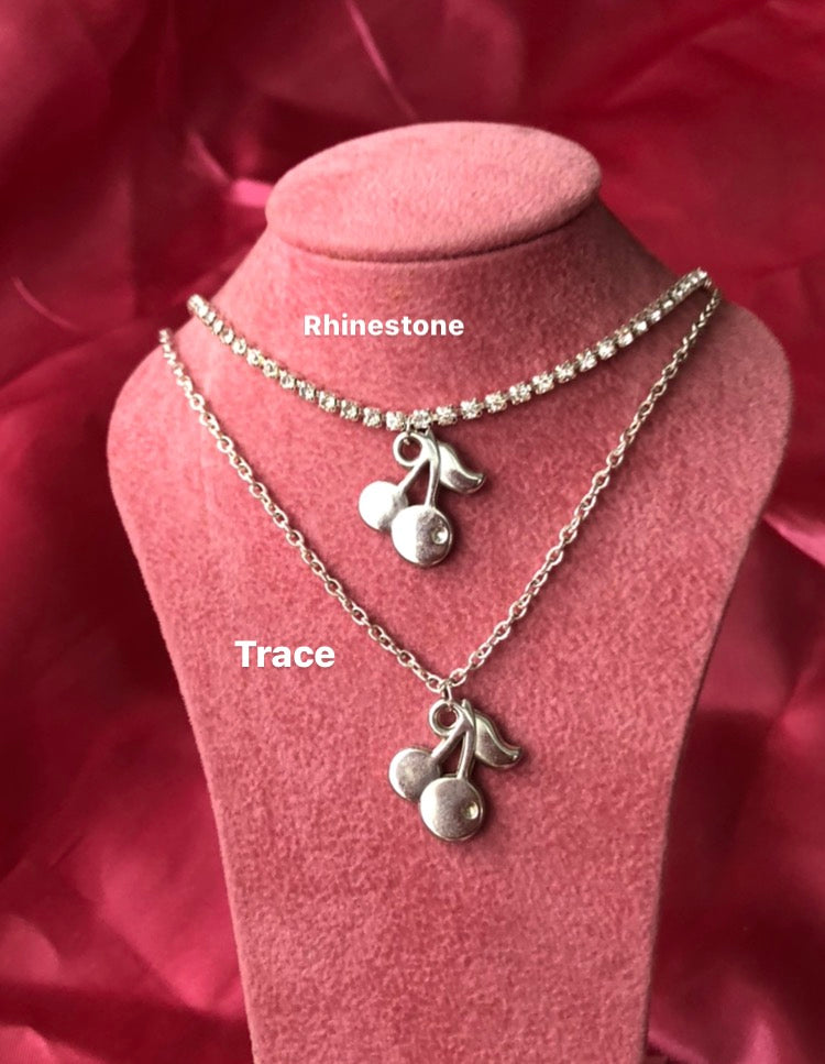 Silver cherries pendant necklace