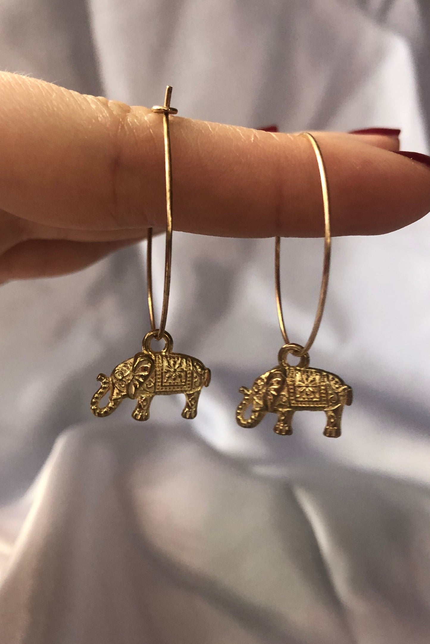 Elephant pendant hoops