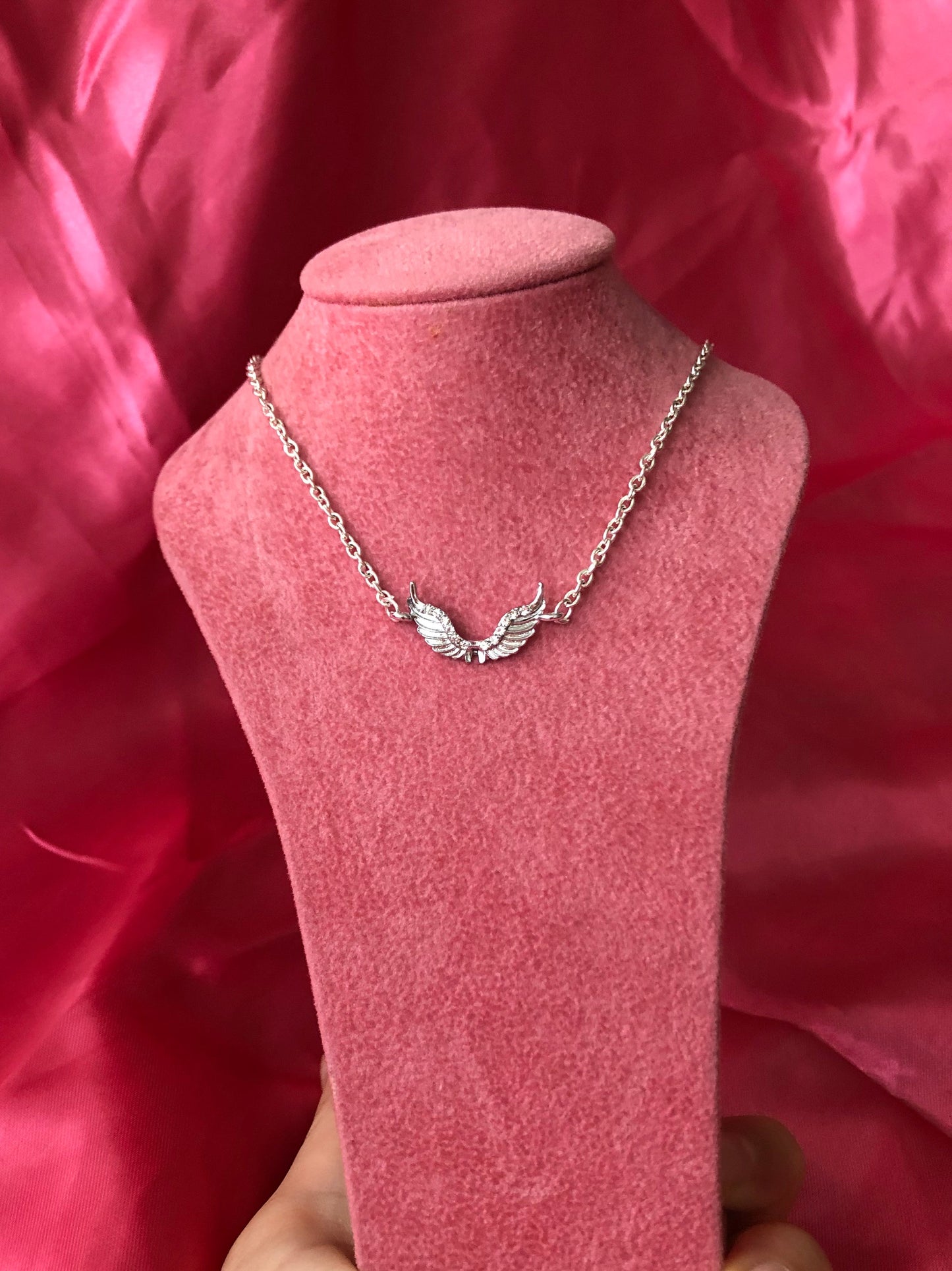 Crystal wing pendant necklace