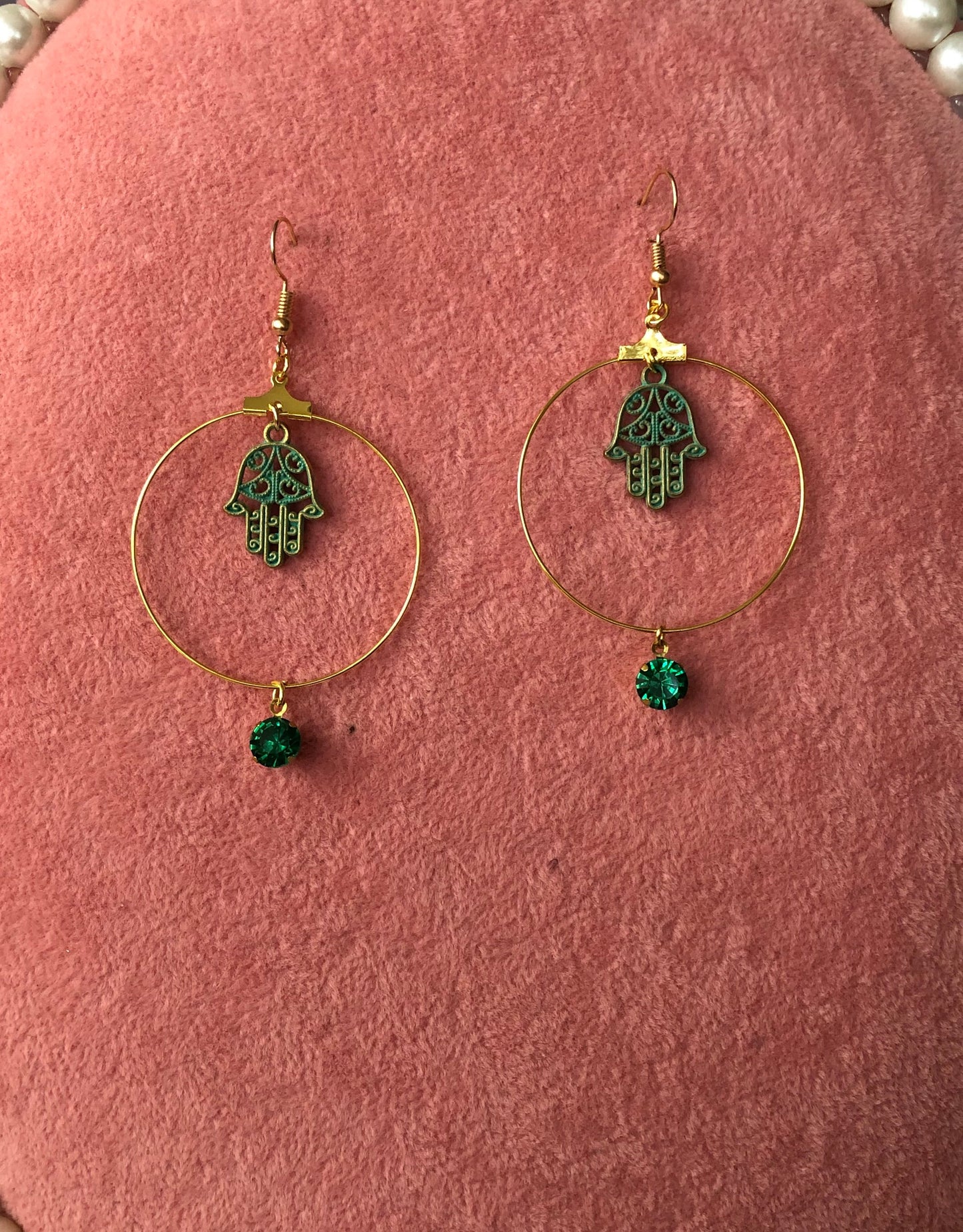 Crystal textured pendant earrings
