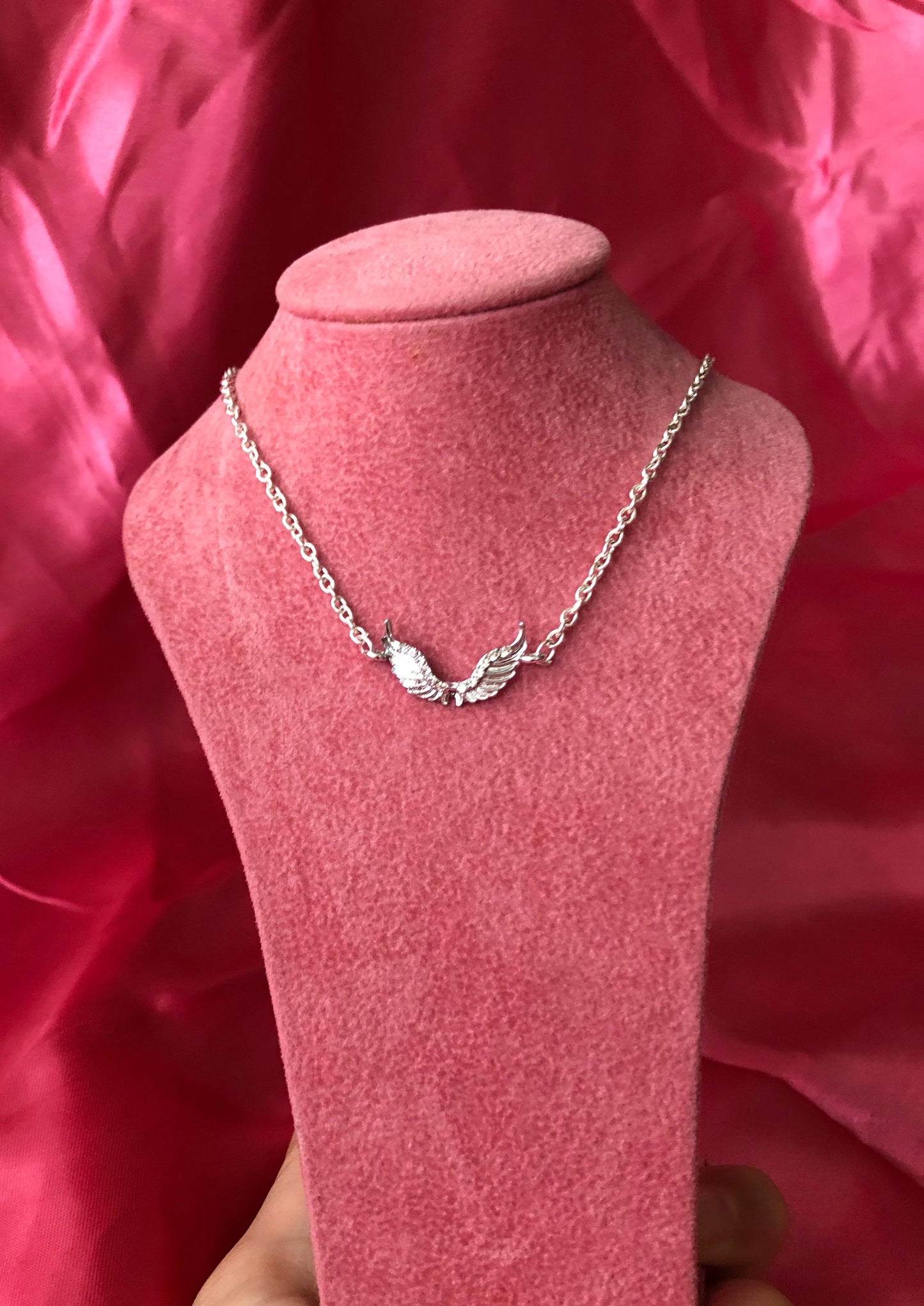 Crystal wing pendant necklace