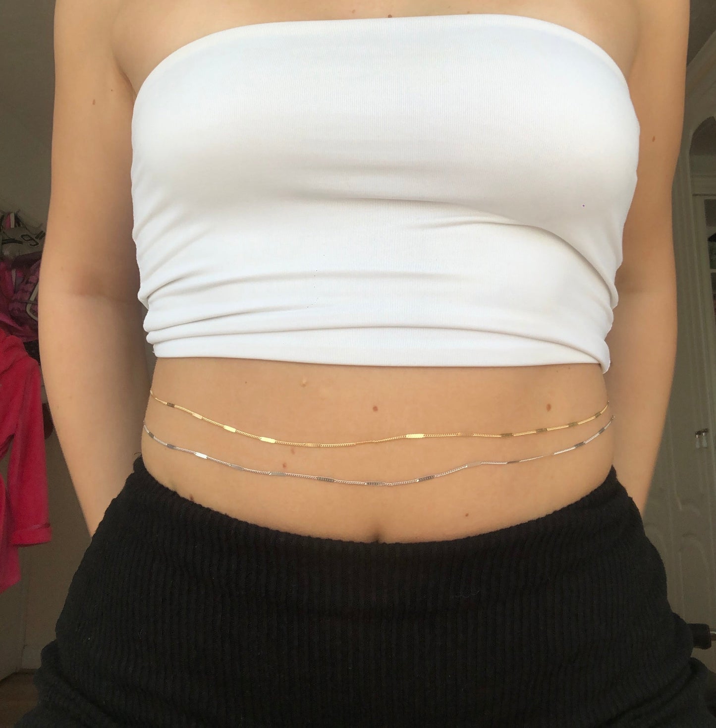 Pressed link belly chain