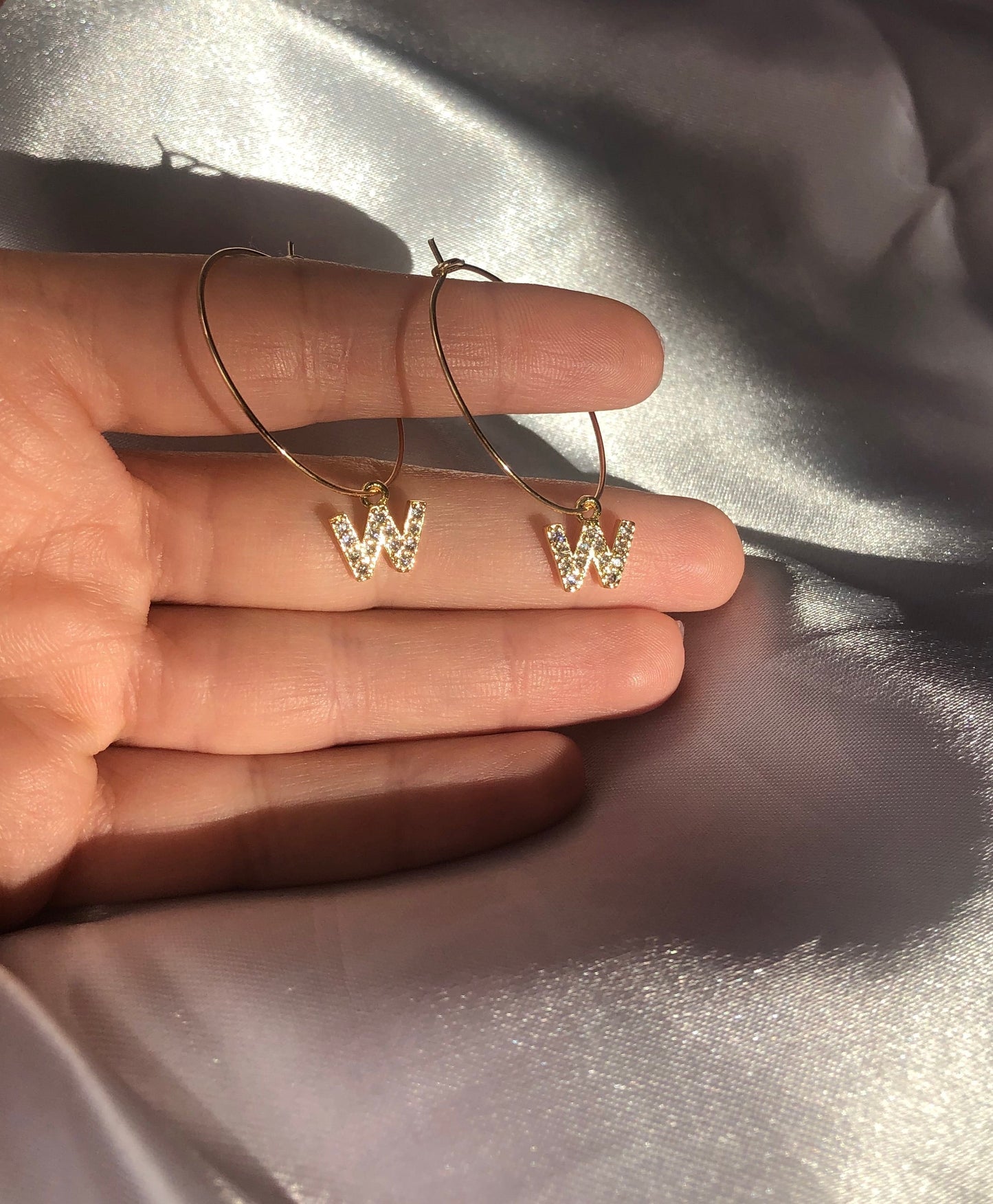 Cz letter pendant hoops