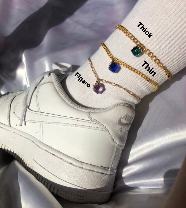 Cube pendant anklet