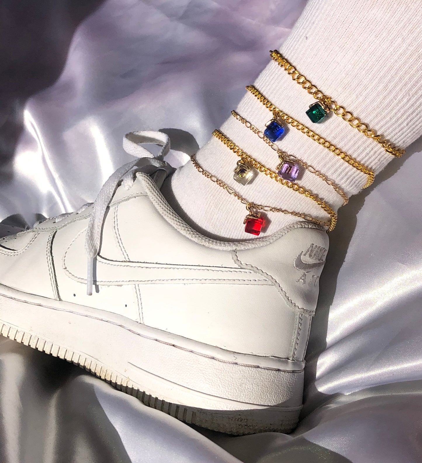 Cube pendant anklet