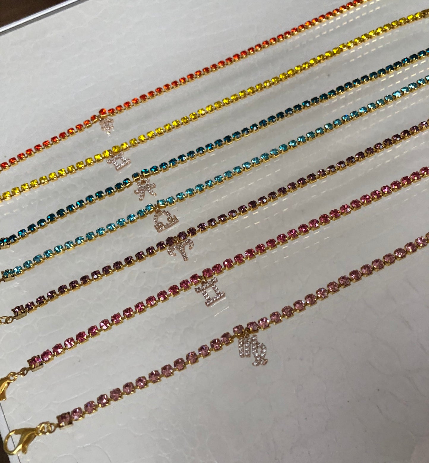 Rhinestone cz zodiac sign anklet