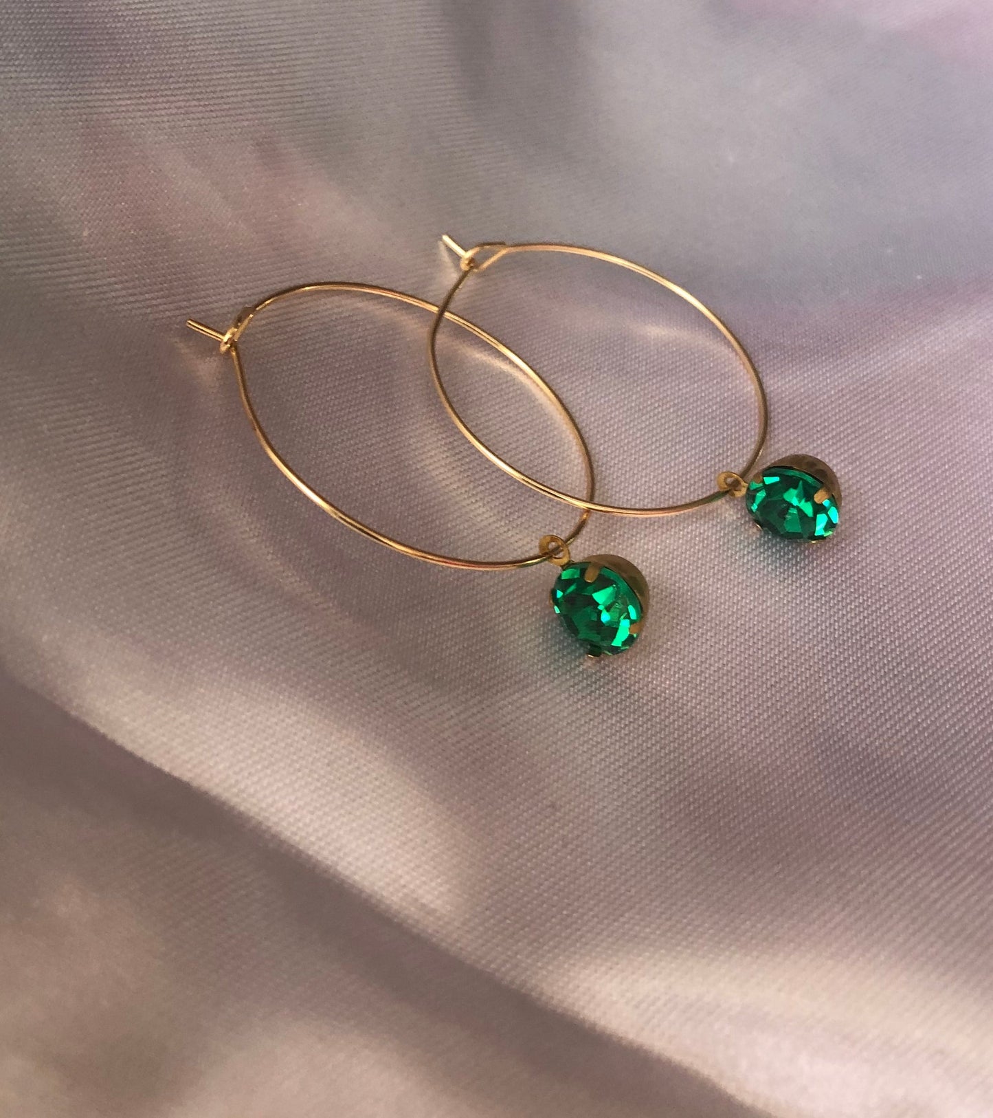 Crystal pendant hoops