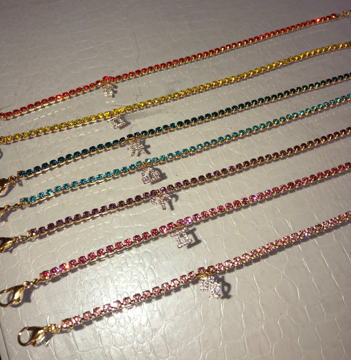 Rhinestone cz zodiac sign anklet