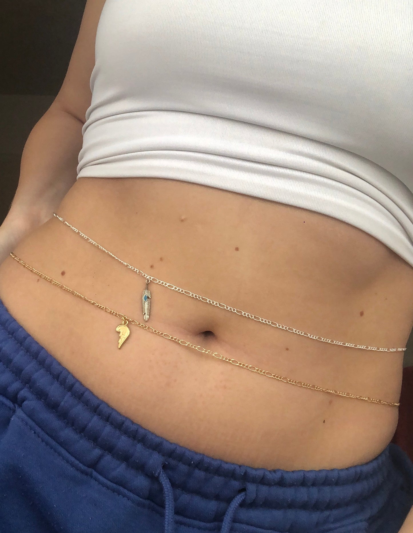 Wing/indian leaf pendant belly chain