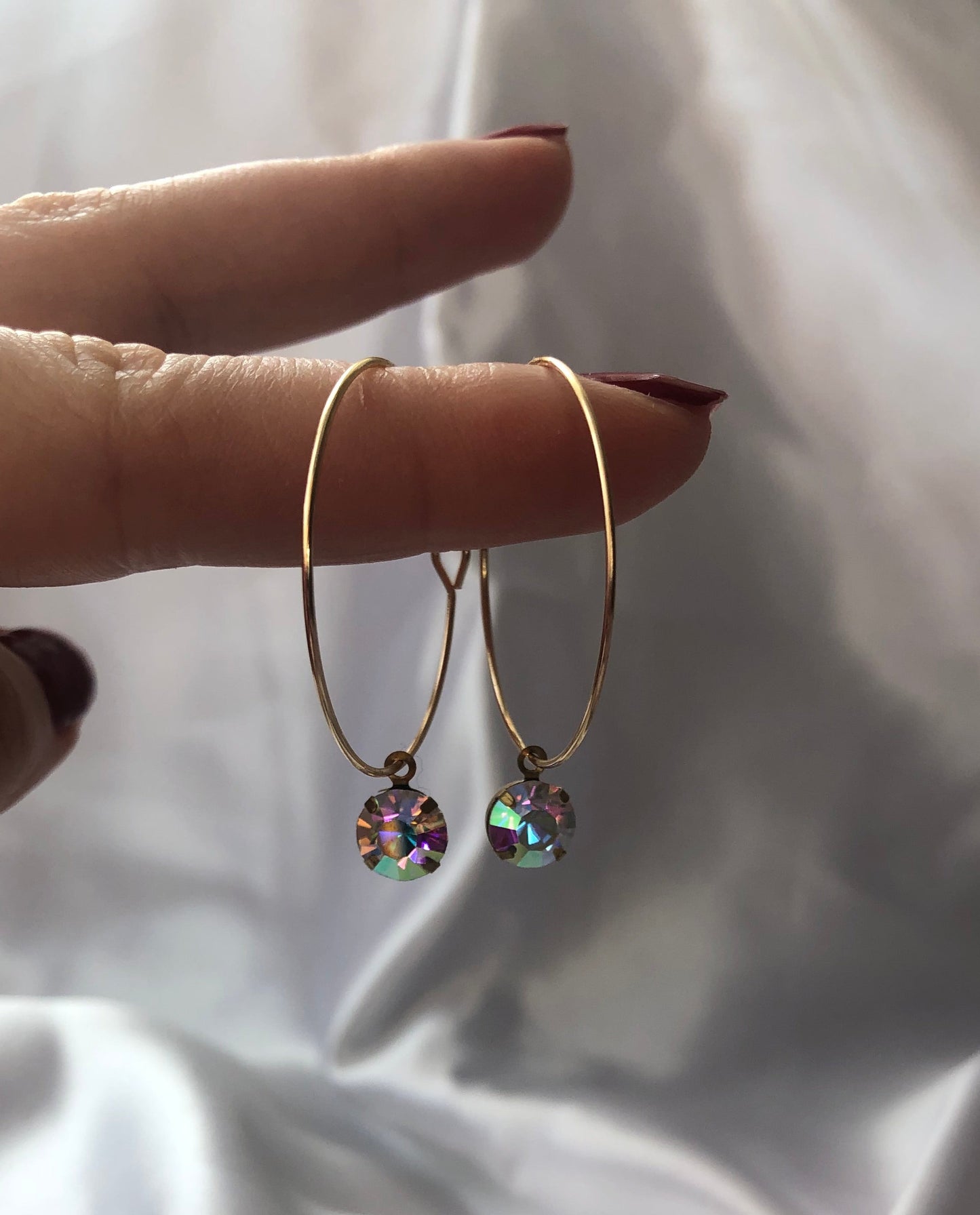 Crystal pendant hoops