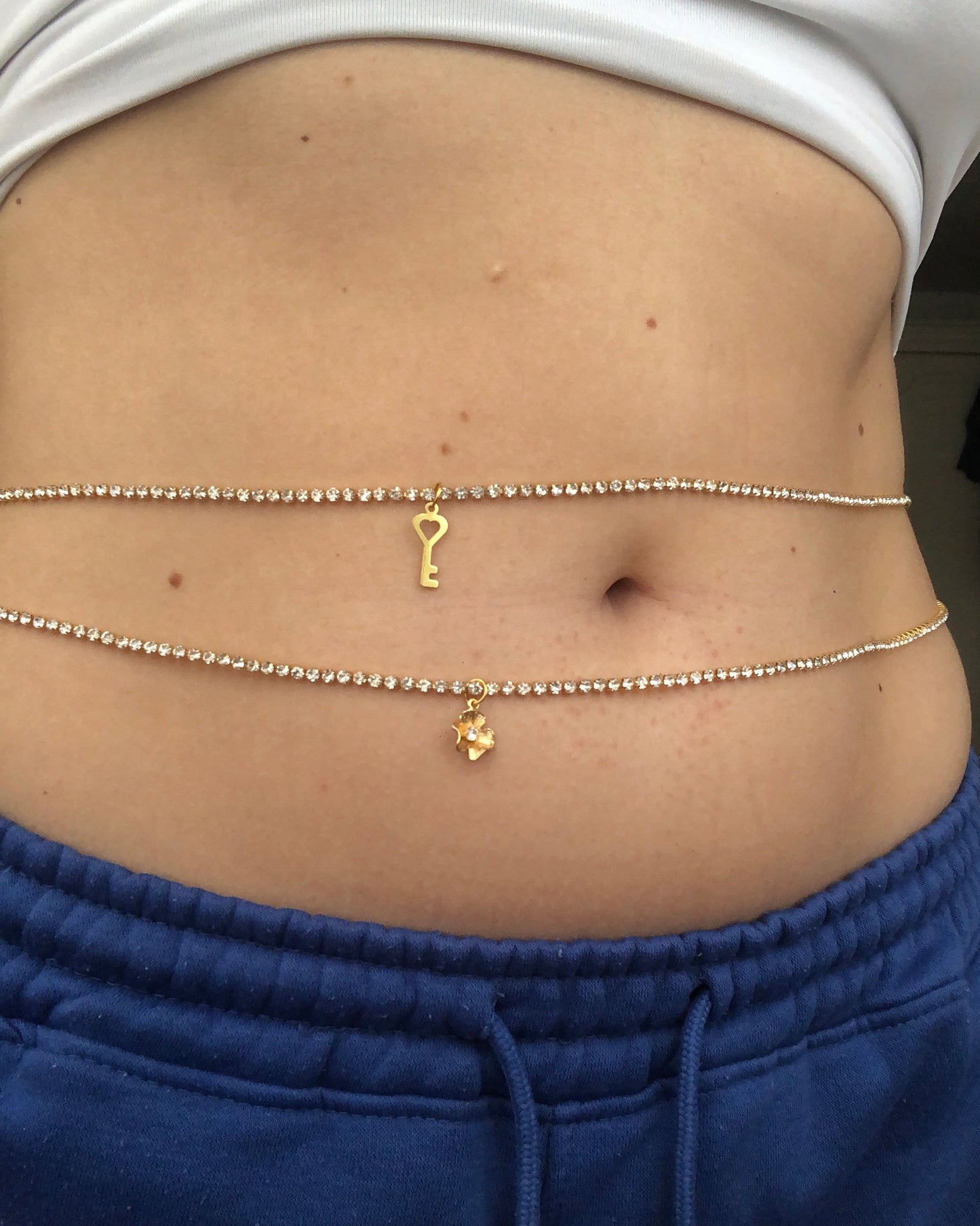 Flower/ Love key belly chain