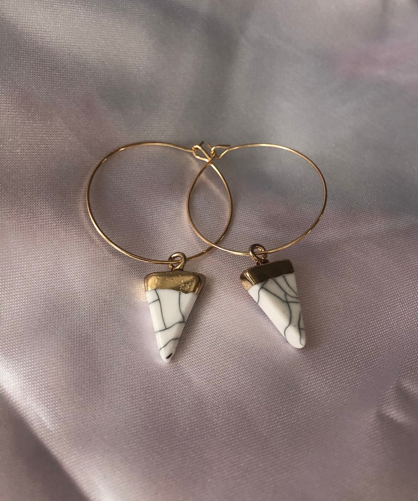 White pendant hoops
