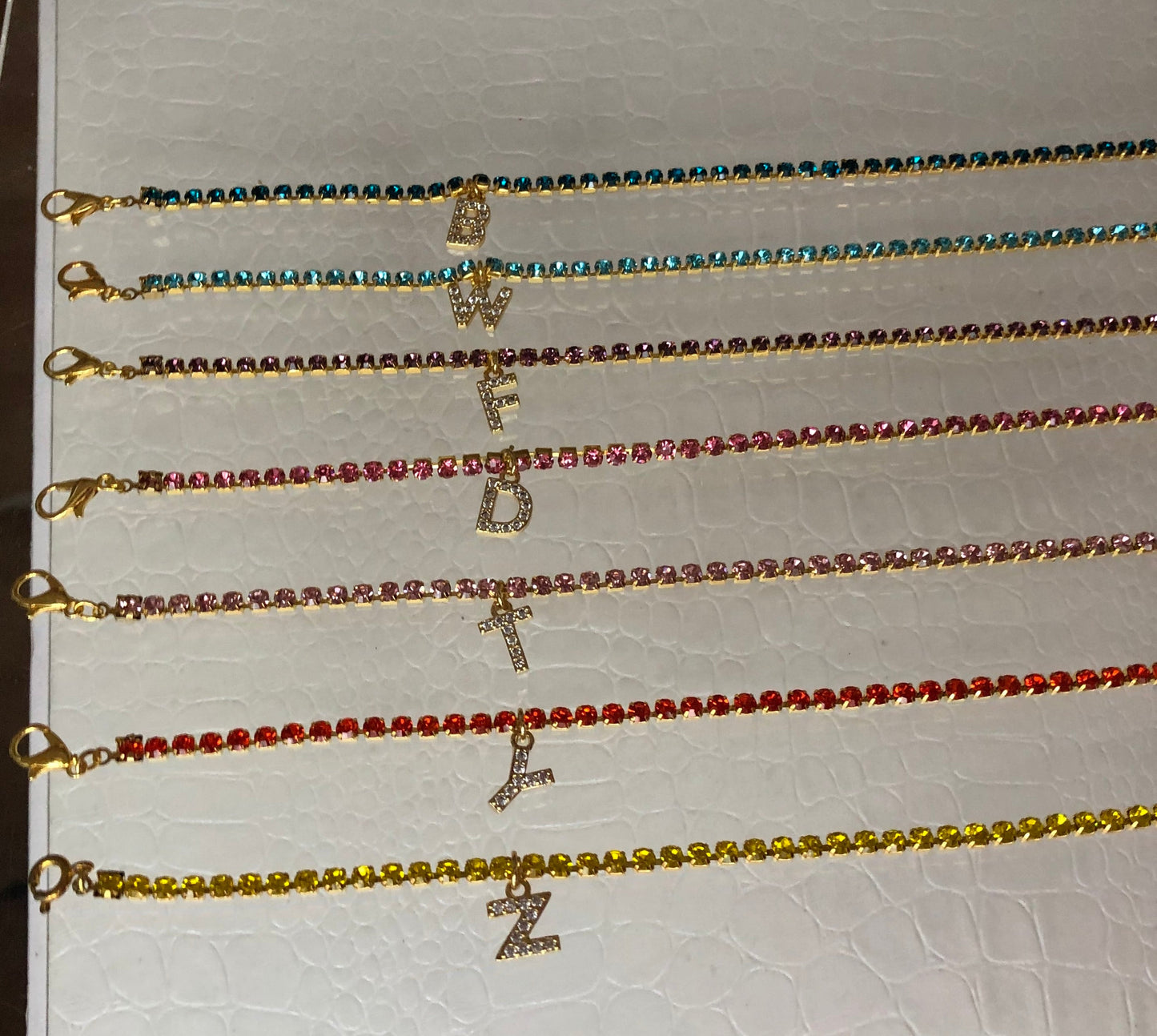 Rhinestone cz letter anklet