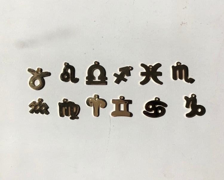 Zodiac sign pendant hoops