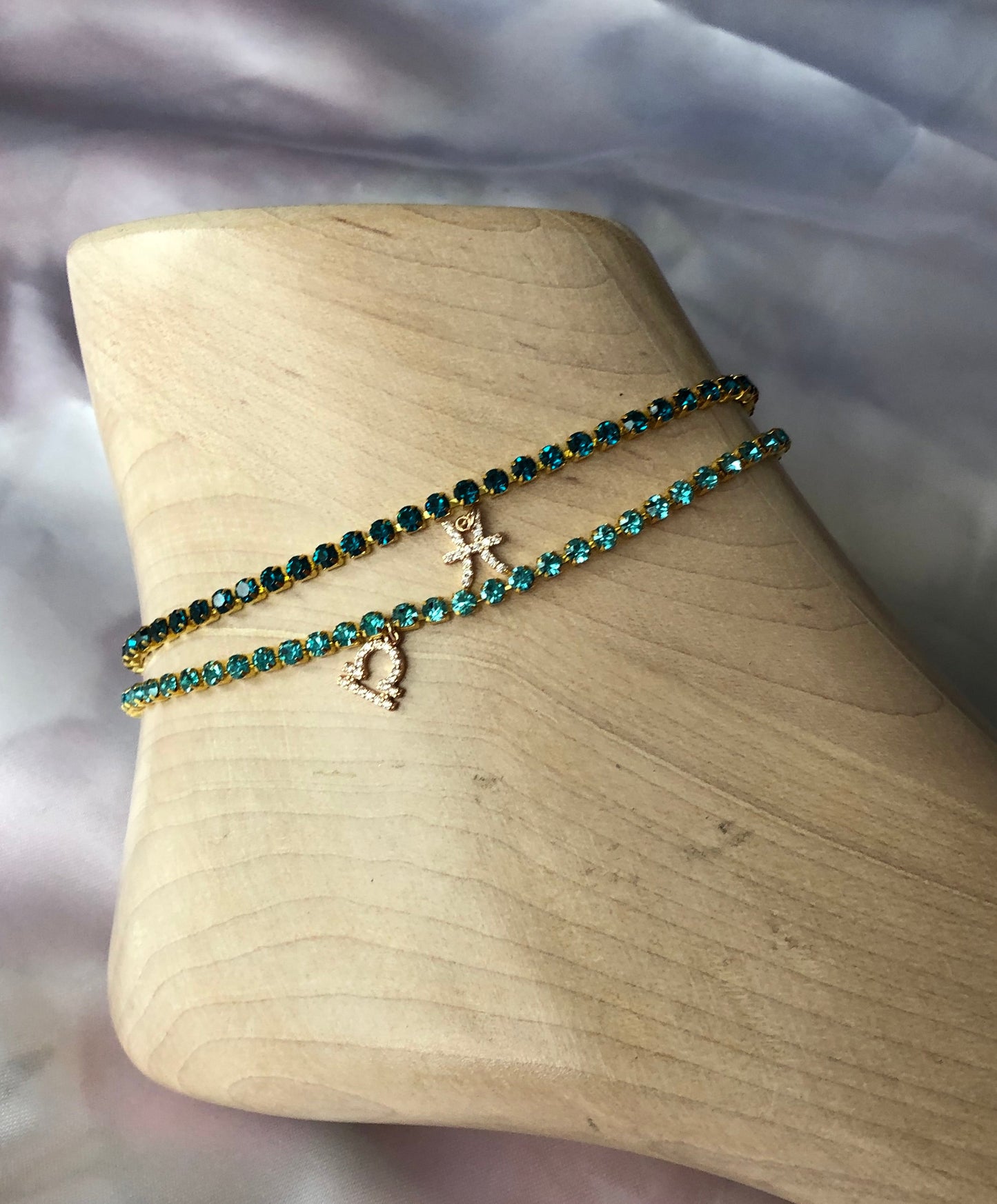 Rhinestone cz zodiac sign anklet