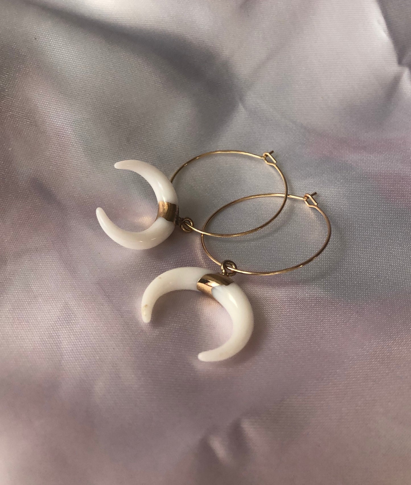 White pendant hoops