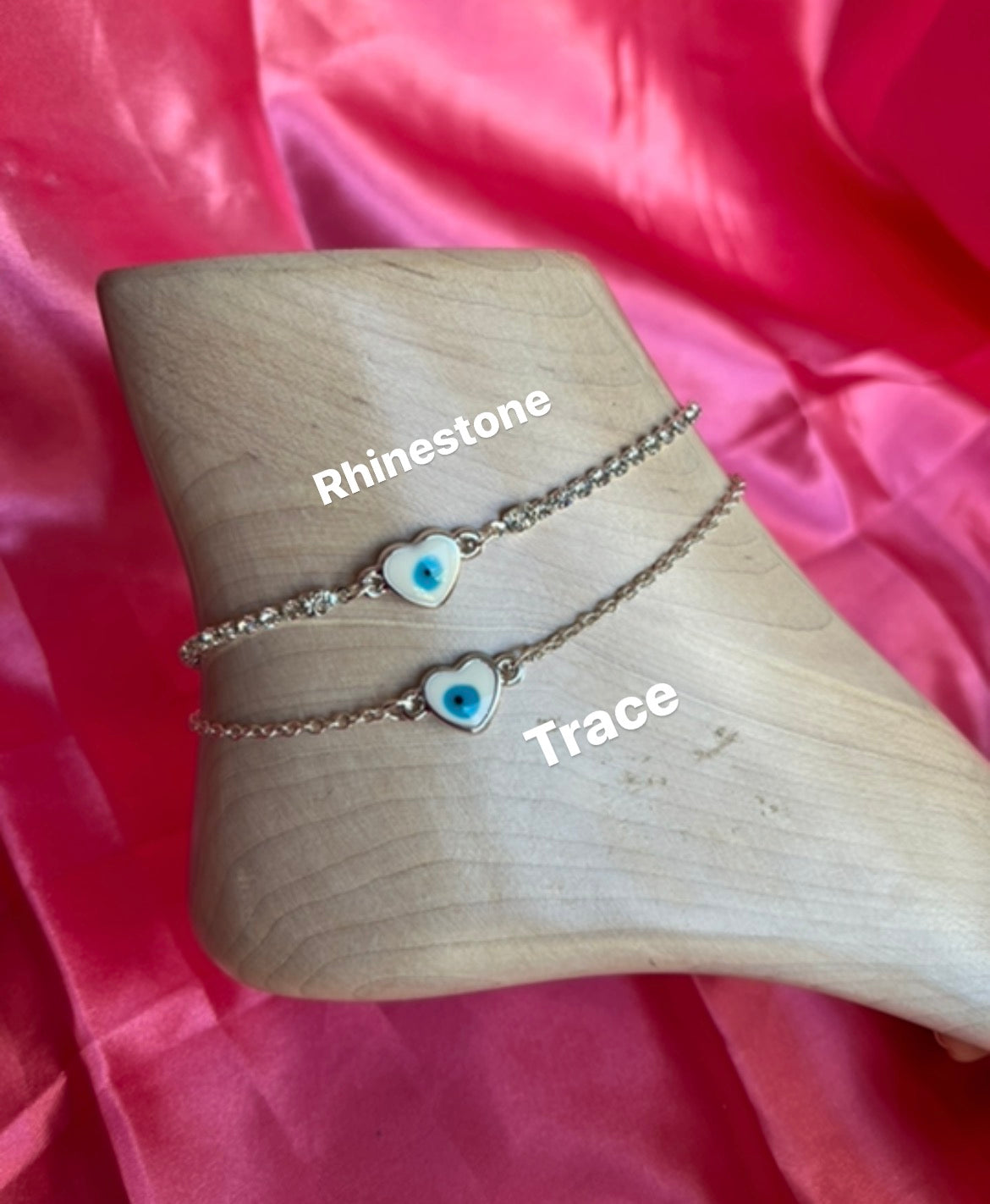 Heart evil eye anklet