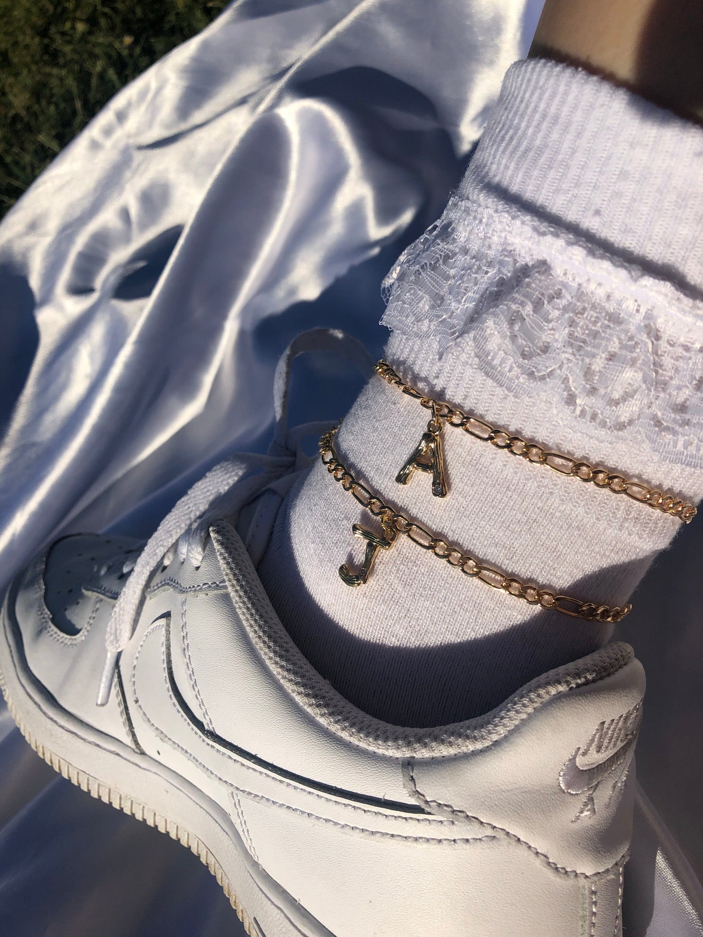 Bamboo letter anklet
