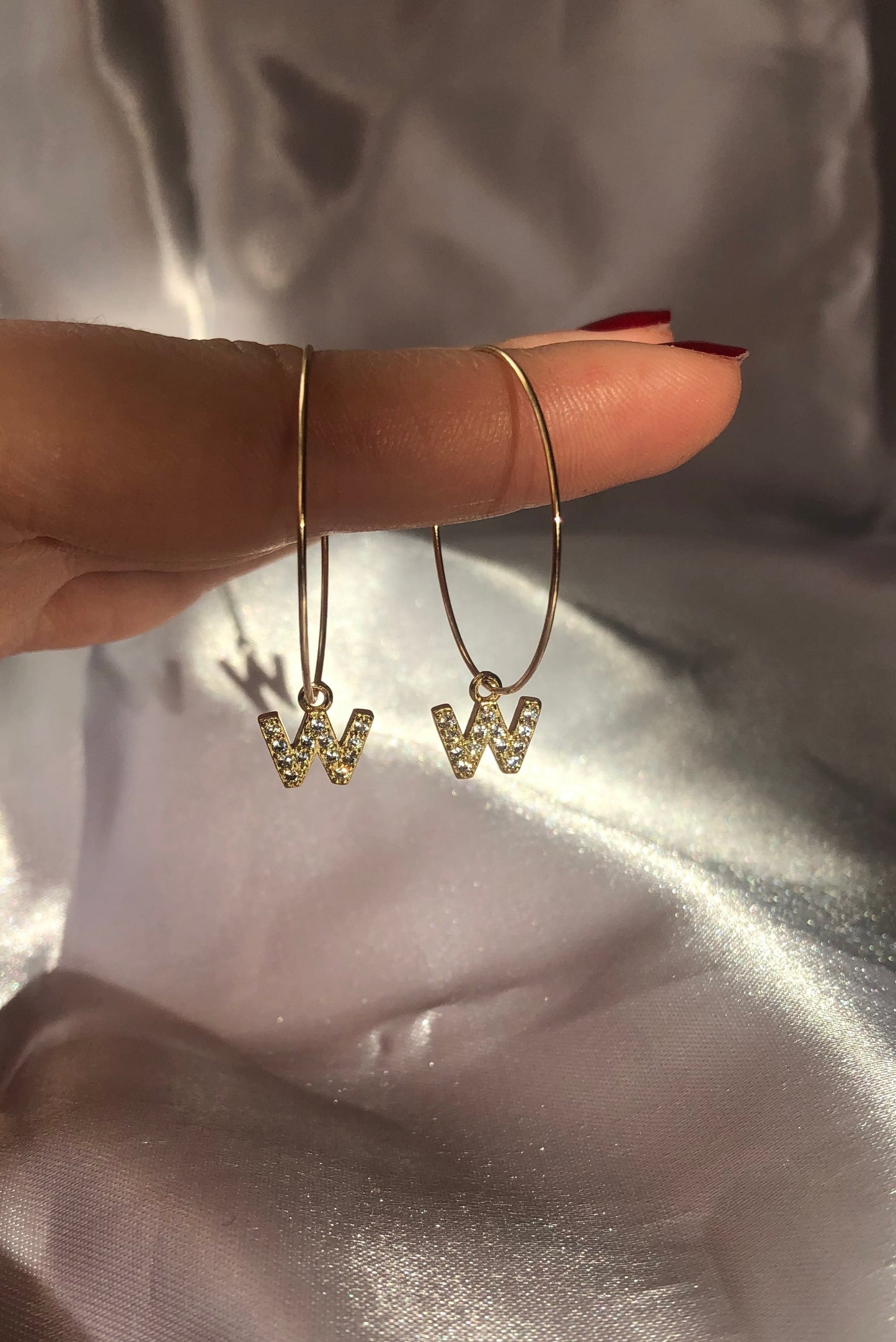 Cz letter pendant hoops